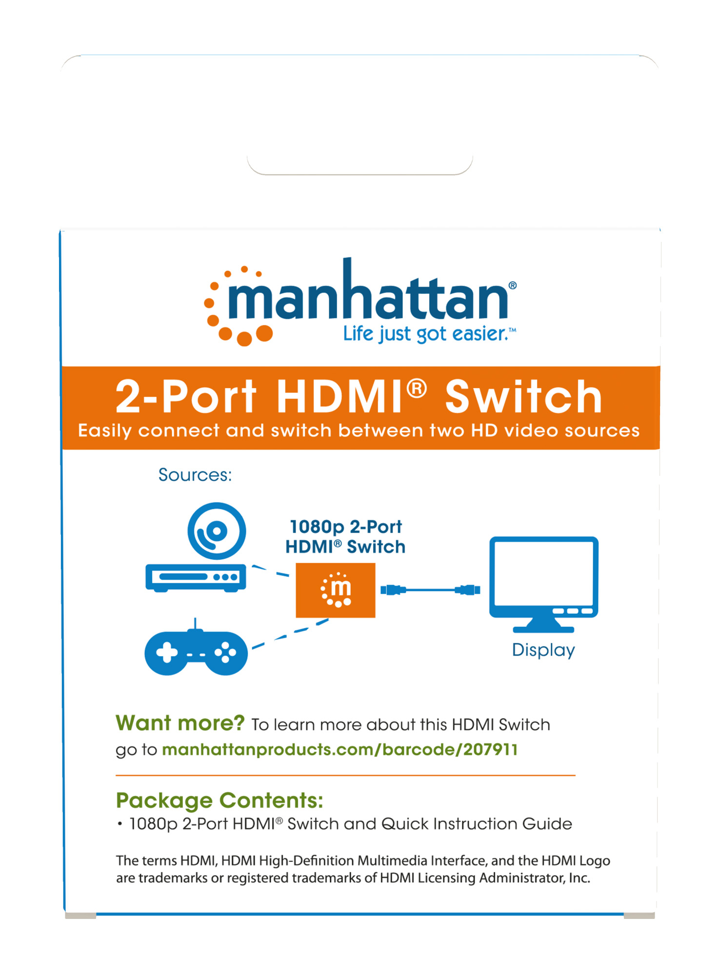 Switch HDMI 2 porte 1080p MANHATTAN - immagine 10