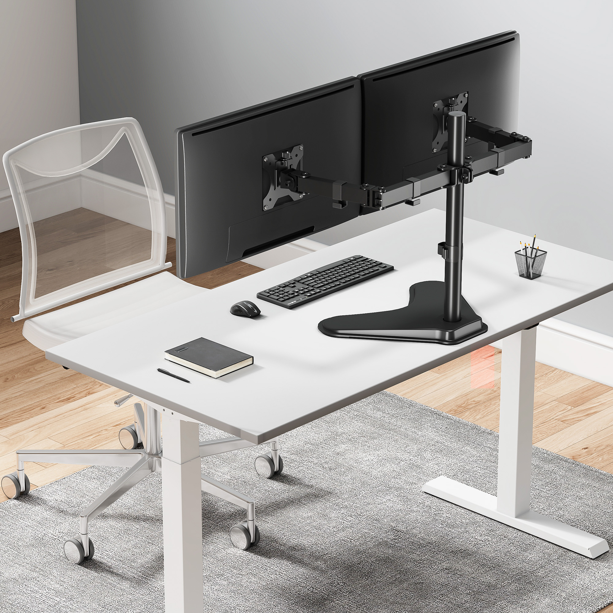 Supporto da Scrivania per 2 Monitor 13-32'' con Base e Doppio Snodo MANHATTAN - immagine 10