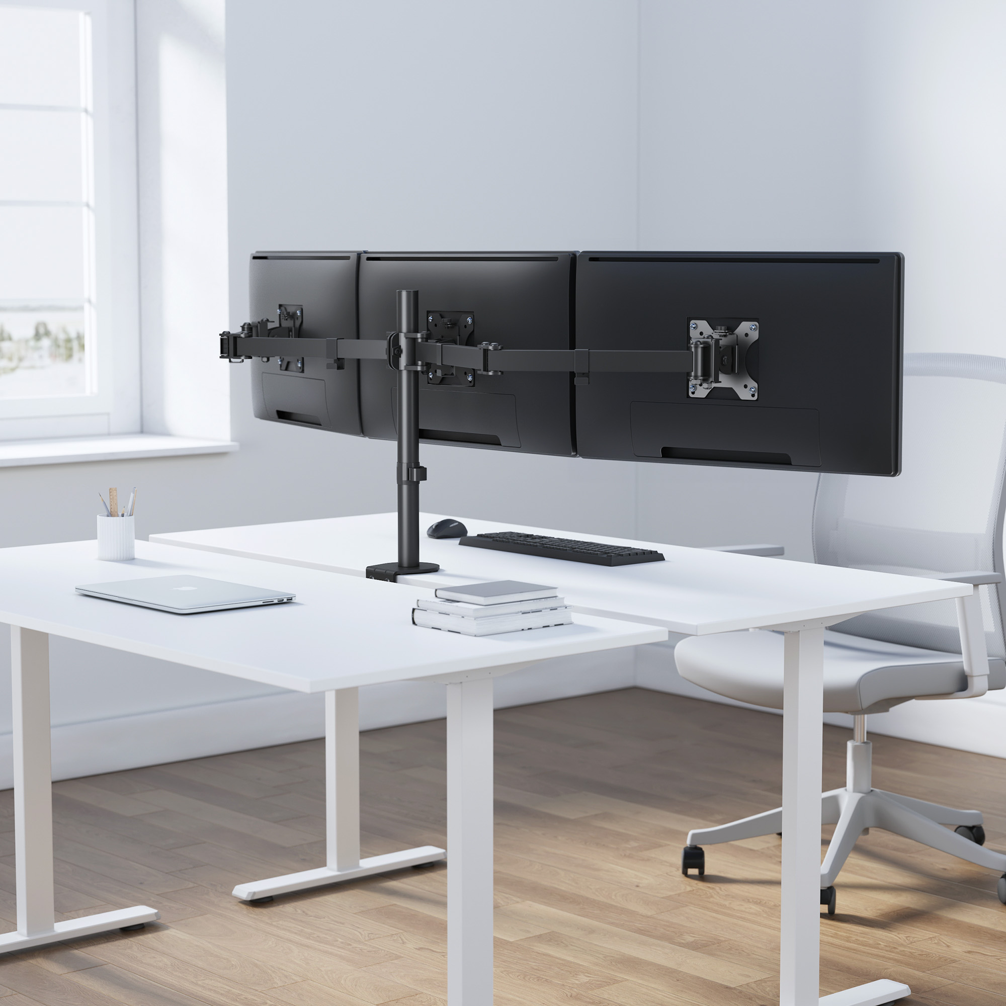 Supporto da Scrivania per 3 Monitor 13-27'' con Morsetto MANHATTAN - immagine 10