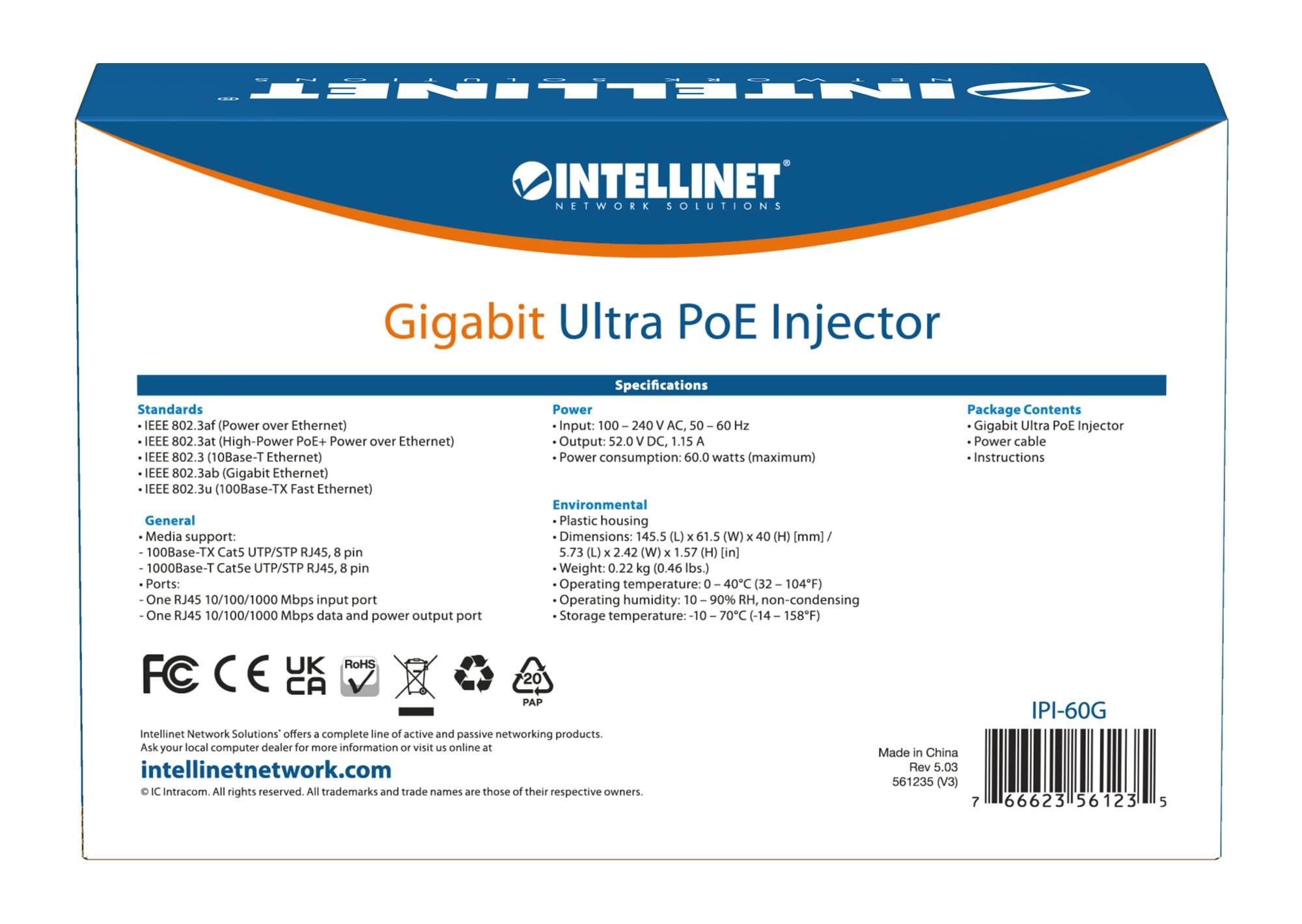Iniettore Gigabit PoE+ Ultra Power 100m INTELLINET - immagine 10