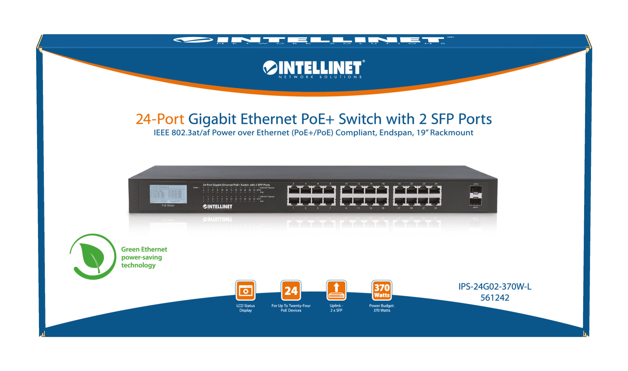 Gigabit Ethernet Switch 24 porte POE+ con 2 porte SFP INTELLINET - immagine 10