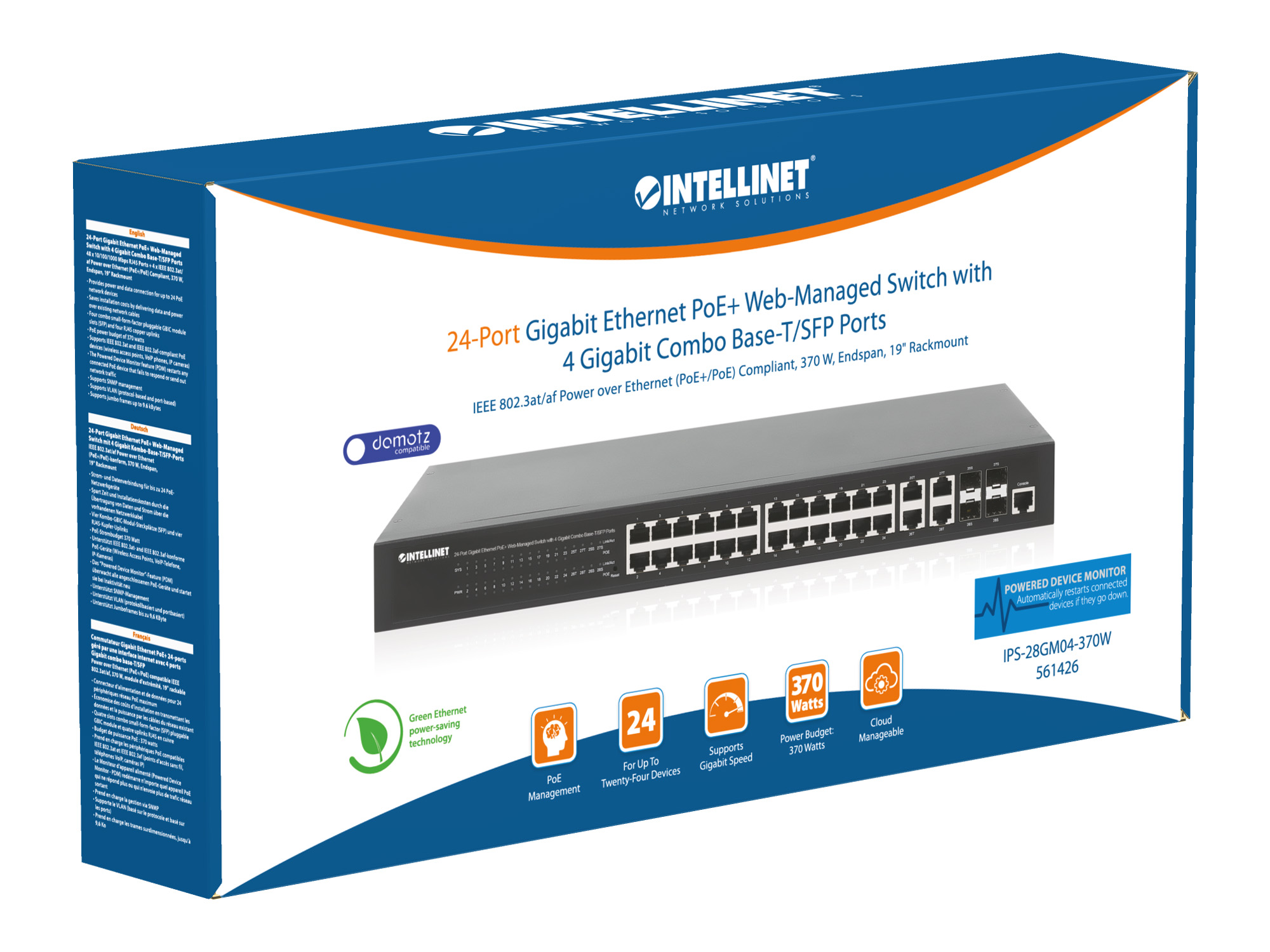 Switch 24p. Gigabit Ethernet PoE+ con 4p. Gigabit Combo Base-T/SFP INTELLINET - immagine 10