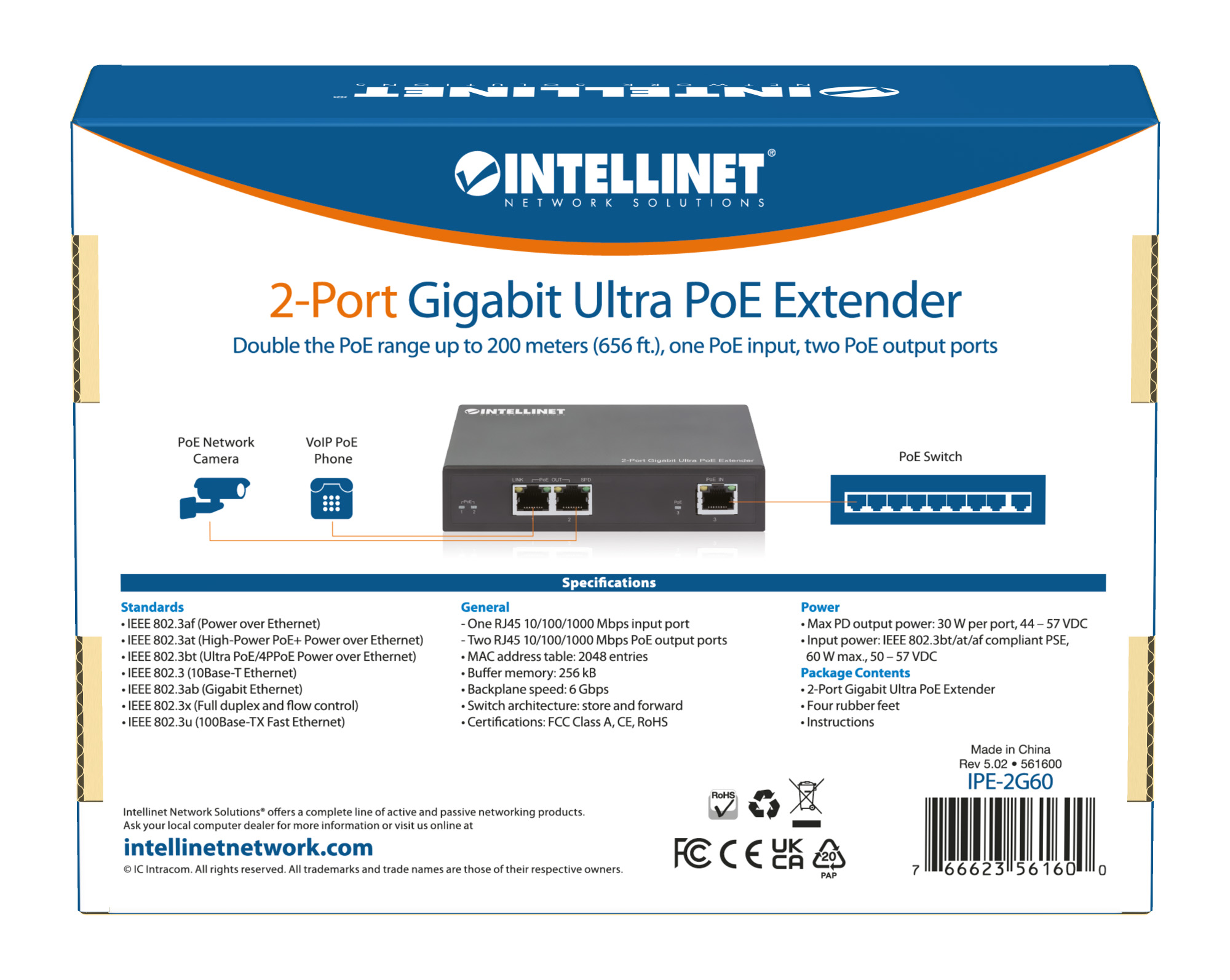 Ultra PoE Extender Gigabit 2 porte INTELLINET - immagine 10