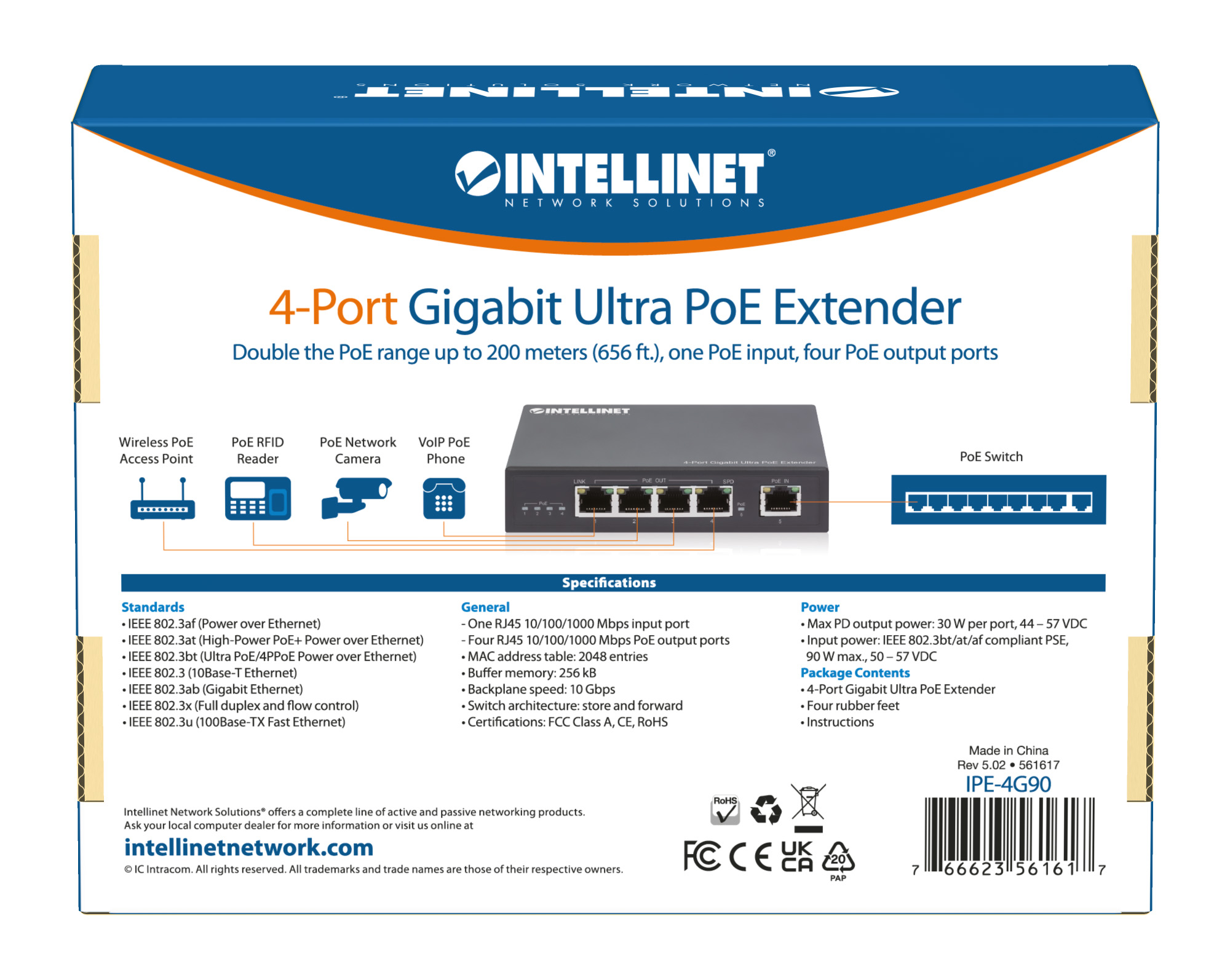 Ultra PoE Extender Gigabit 4 porte INTELLINET - immagine 10