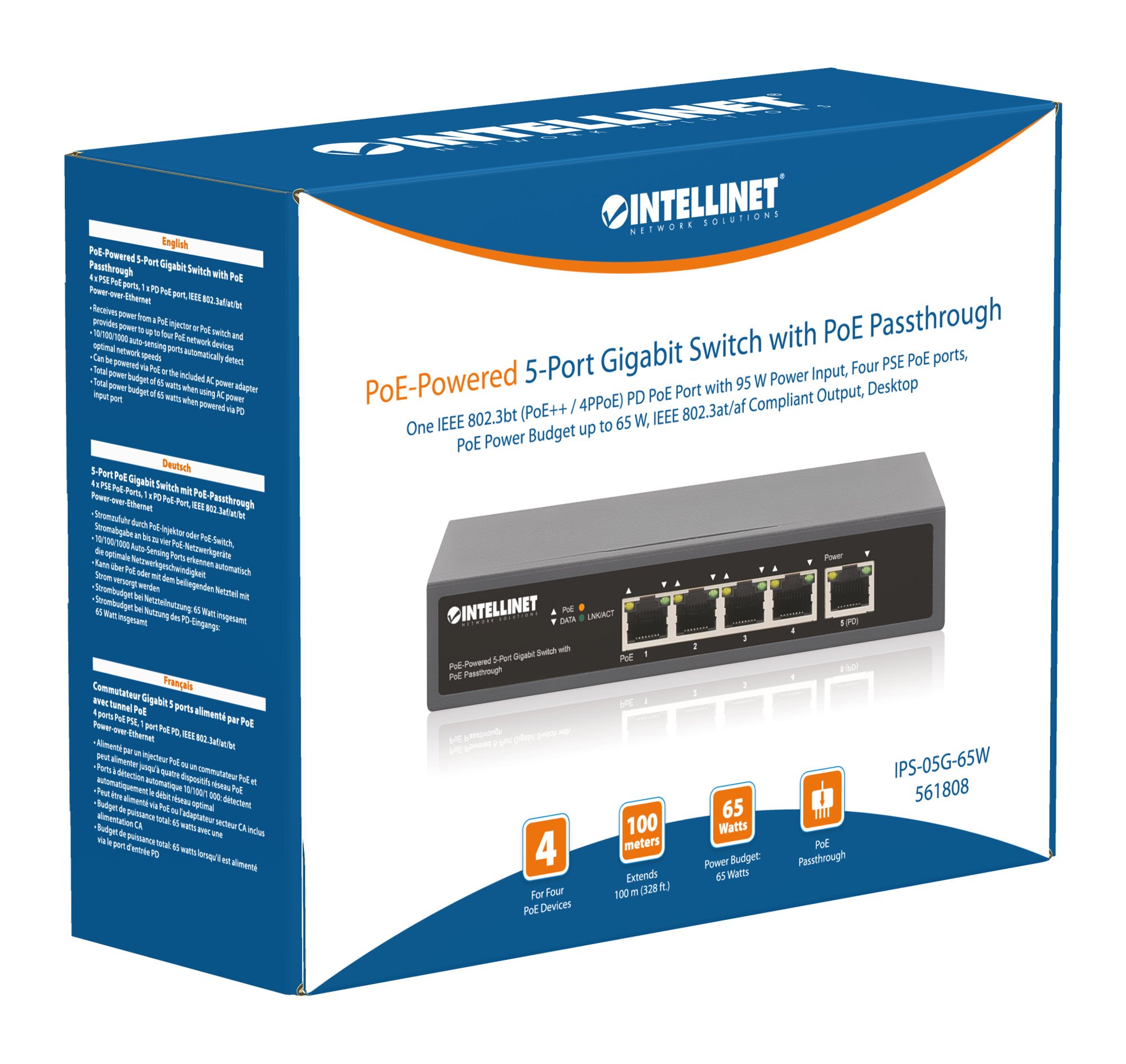 Switch Gigabit a 5 Porte con Alimentazione PoE Passante INTELLINET - immagine 9
