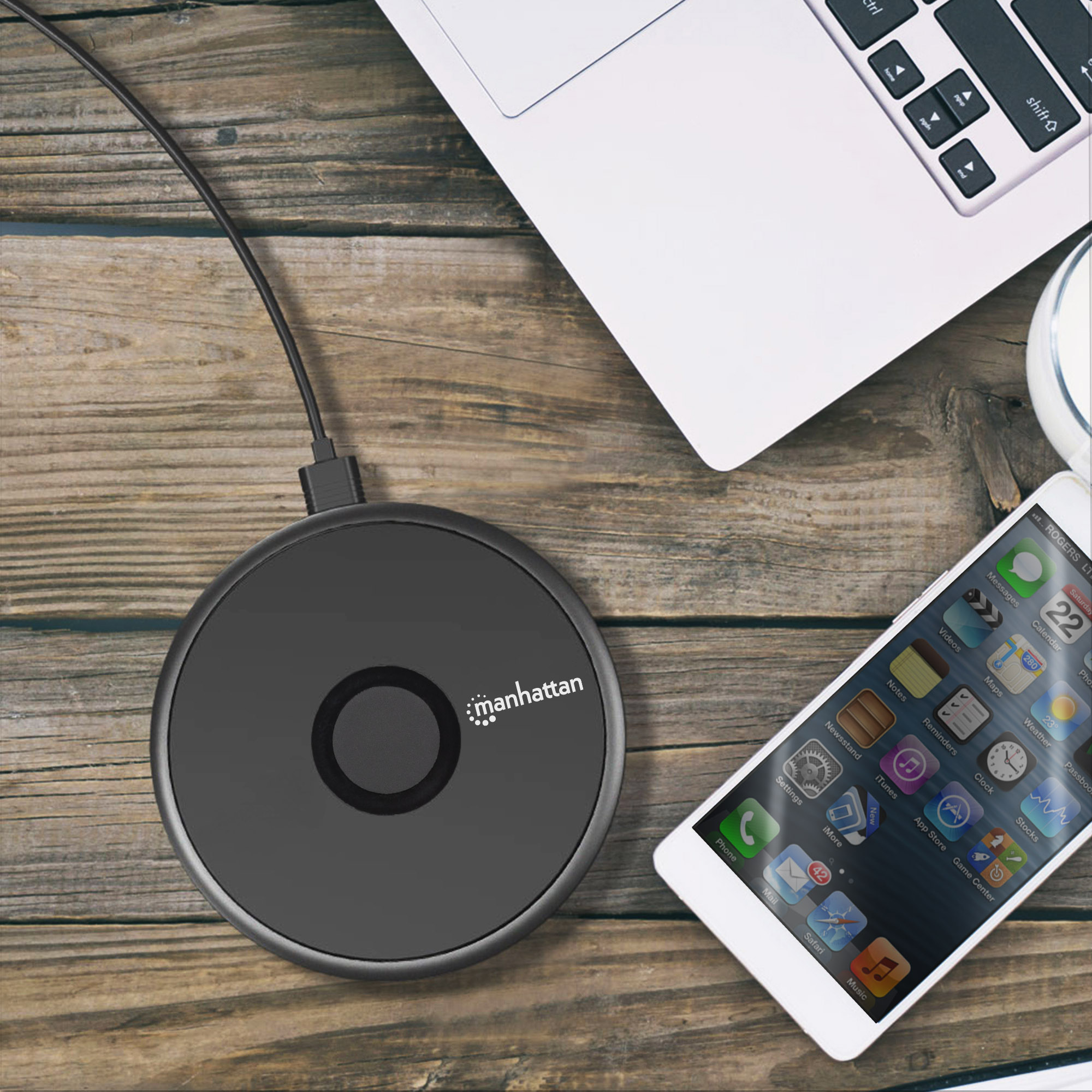 Pad di Ricarica Wireless Veloce 10W Nero MANHATTAN - immagine 10