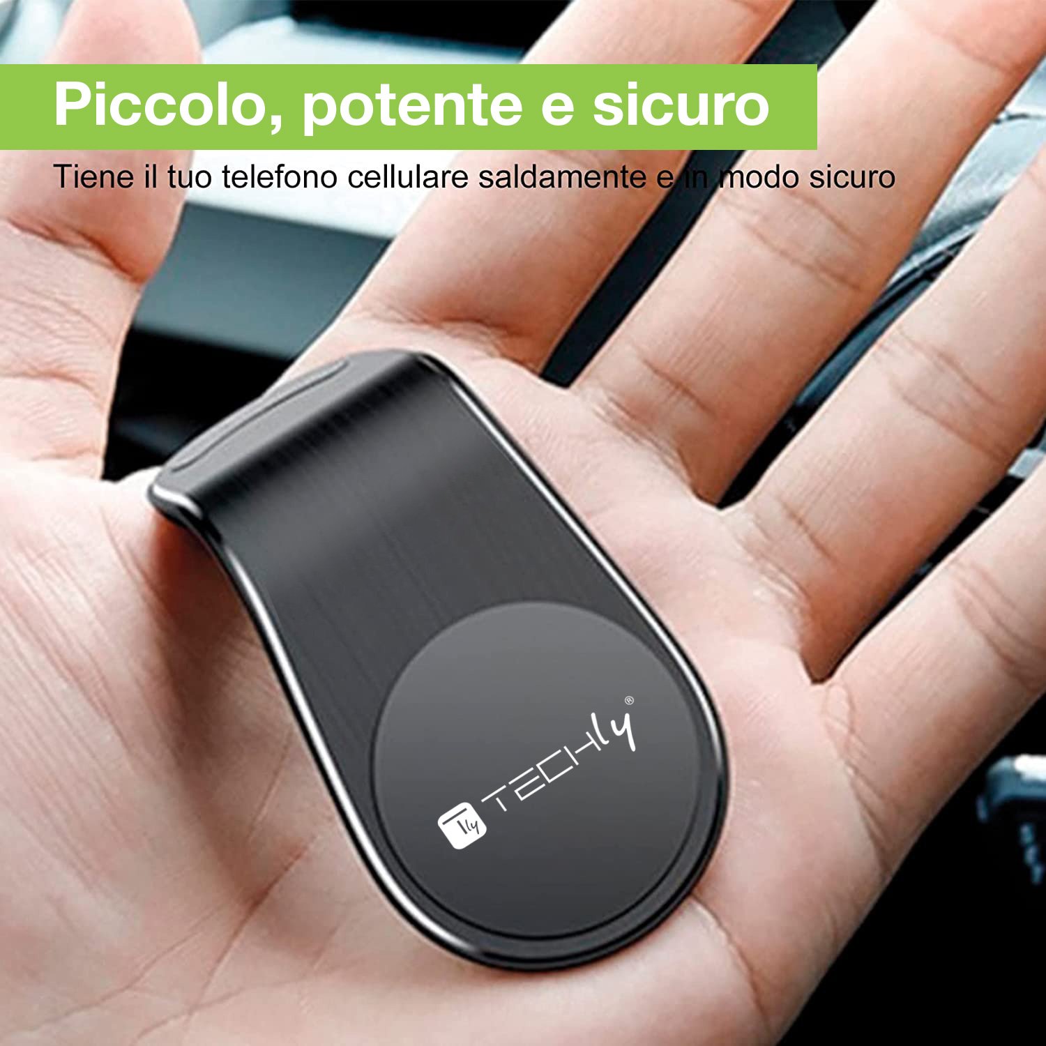 Supporto Magnetico da Auto per Smartphone con Due Placche Metalliche Universali TECHLY - immagine 9