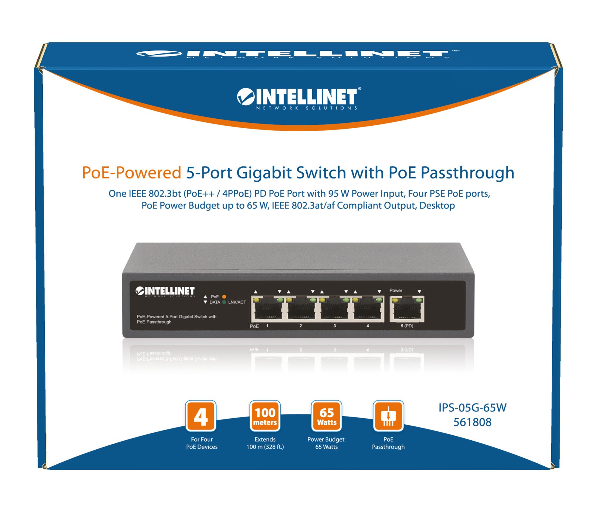 Switch Gigabit a 5 Porte con Alimentazione PoE Passante INTELLINET - immagine 10