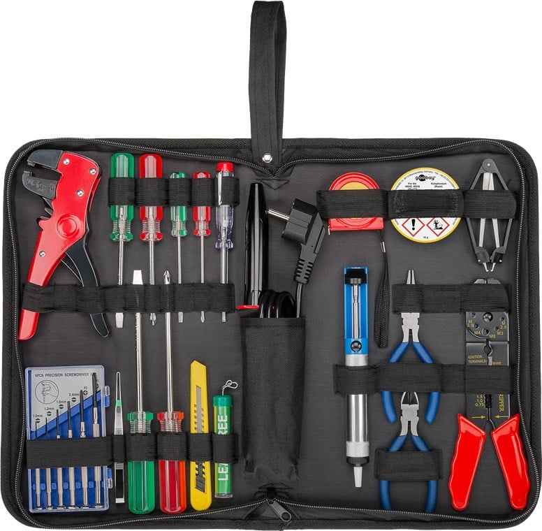 Kit Valigetta di 20 Attrezzi con Set di Saldatura in Pratica Custodia GOOBAY