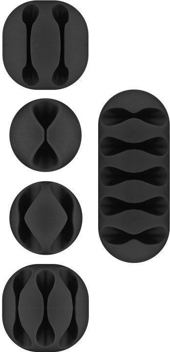 Clip Fermacavo Set da 5 pz Varie Misure Nero GOOBAY