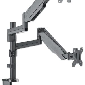 Supporto da Scrivania Doppio Monitor 17-32'' con molla a gas Nero MANHATTAN