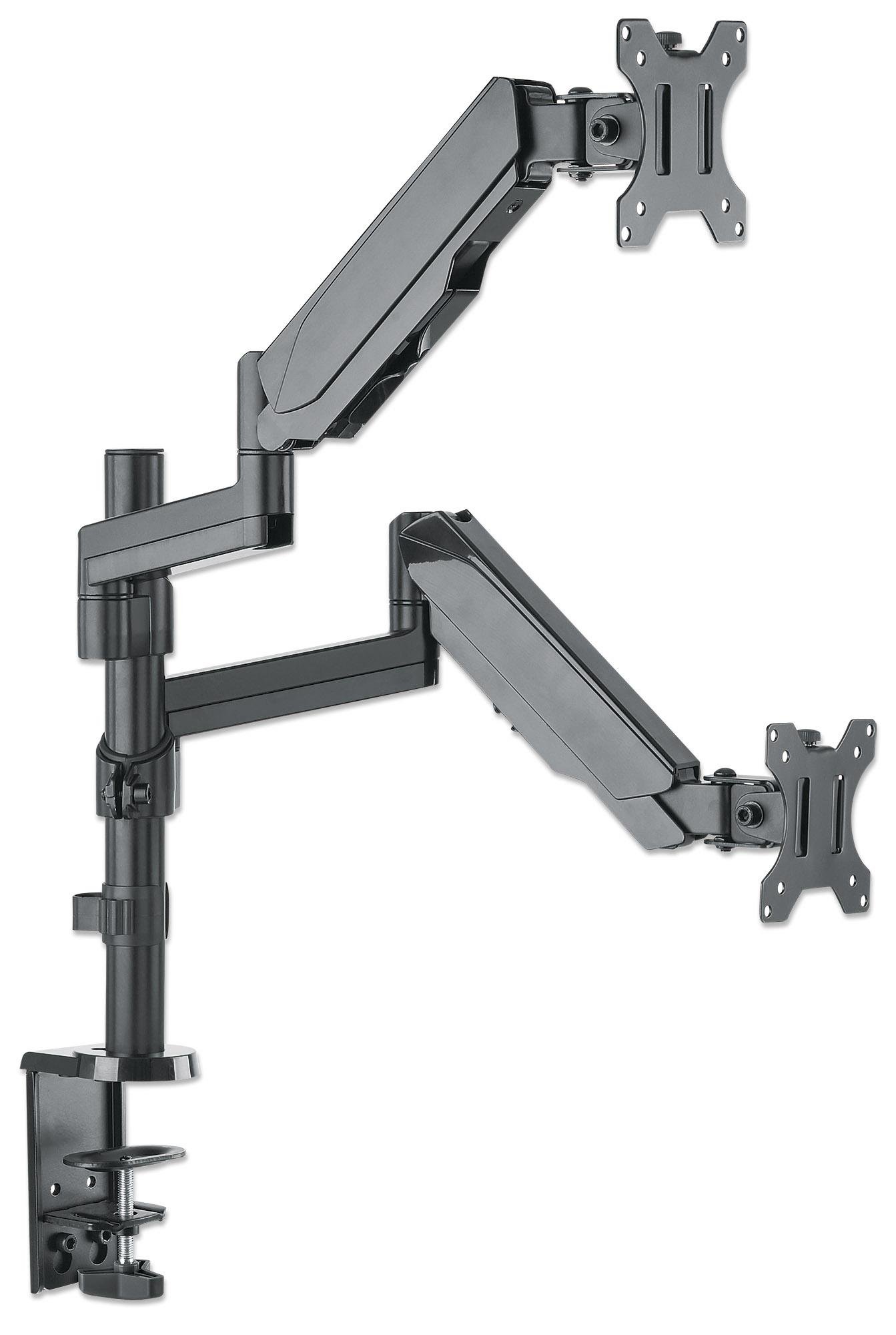 Supporto da Scrivania Doppio Monitor 17-32'' con molla a gas Nero MANHATTAN