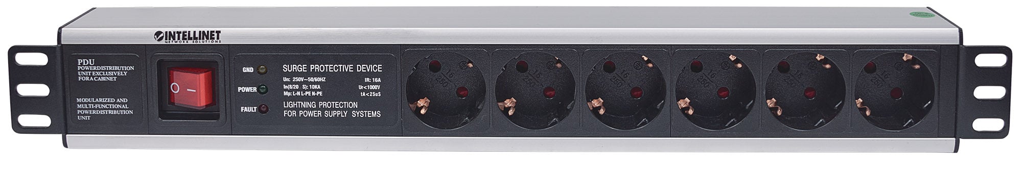 Multipresa per Rack 19'' 6 posti Spina Schuko Angolata 1.5U INTELLINET