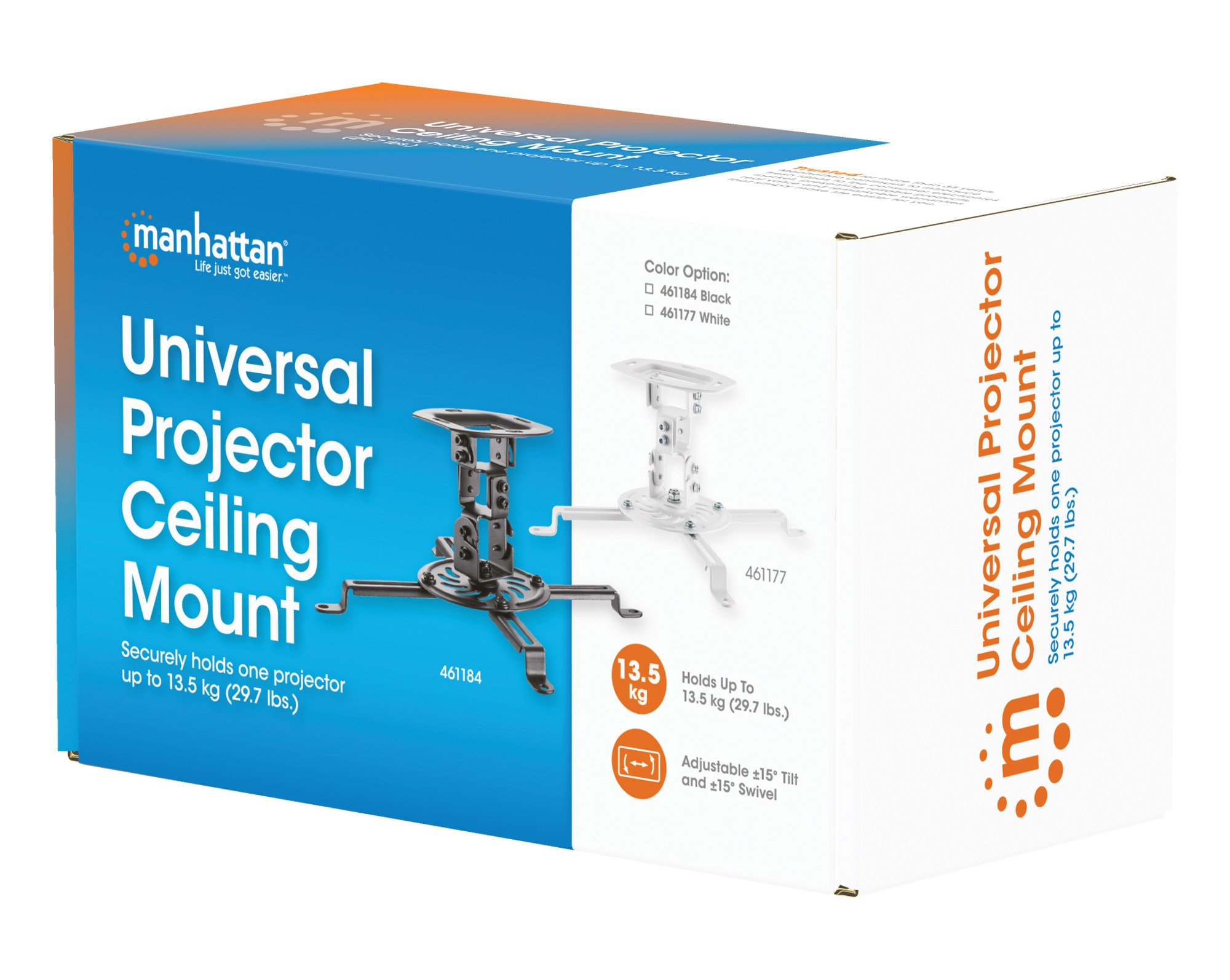 Staffa Universale per Fissaggio Proiettori a Soffitto Nero MANHATTAN - immagine 2