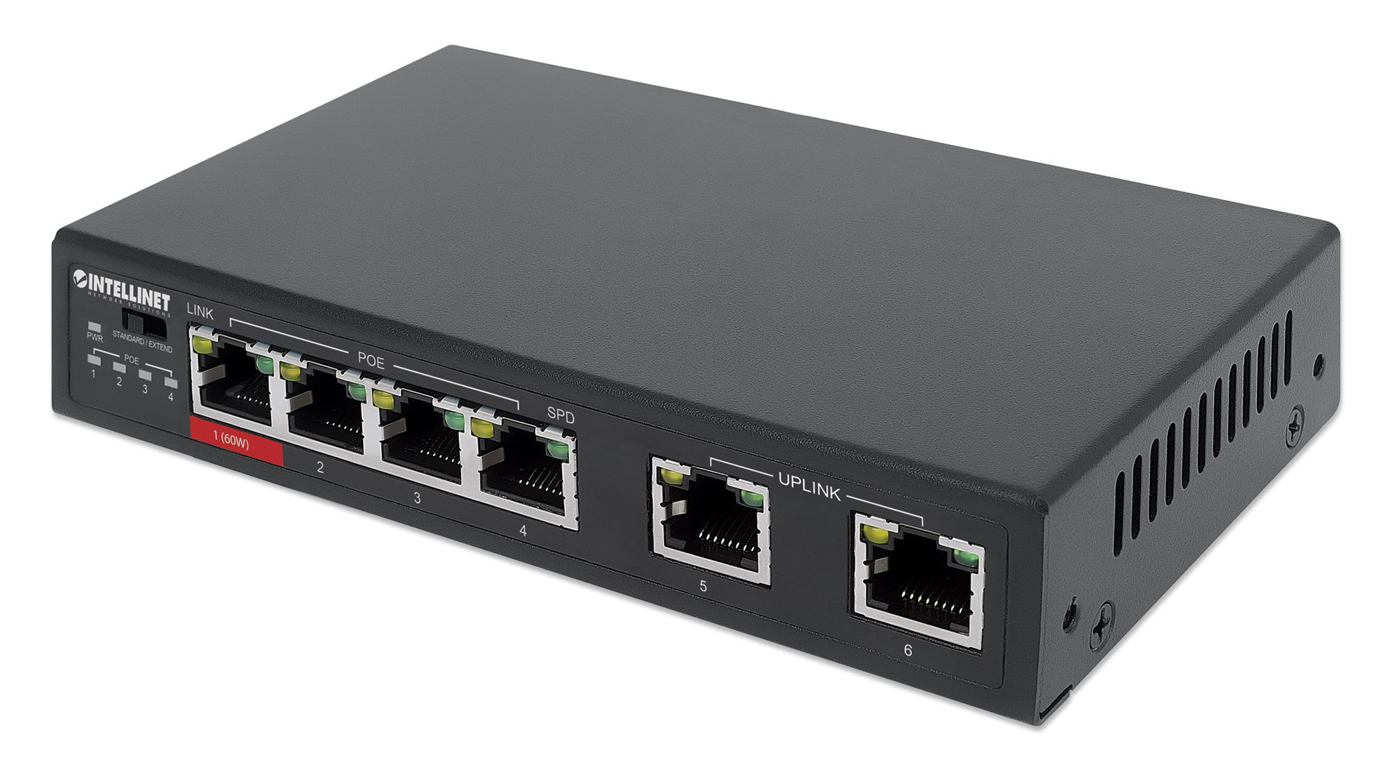 Fast Ethernet Switch a 6 porte con 4 porte PoE (1 x High-Power PoE) INTELLINET