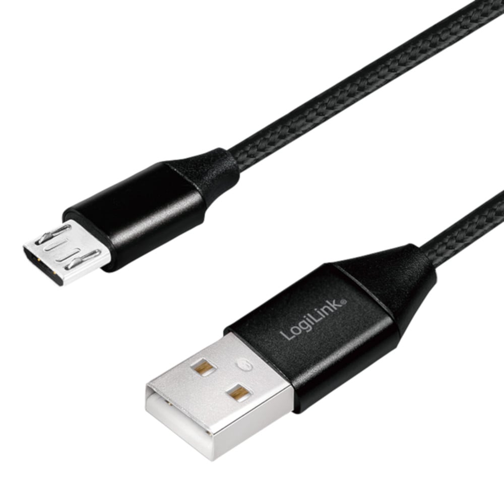 Cavo USB Micro-B Maschio/USB-A Maschio 0,3 m Nero LOGILINK
