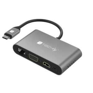 Docking Station USB-C&trade; SuperSpeed Multiporta USB HDMI VGA RJ45 MicroSD TECHLY