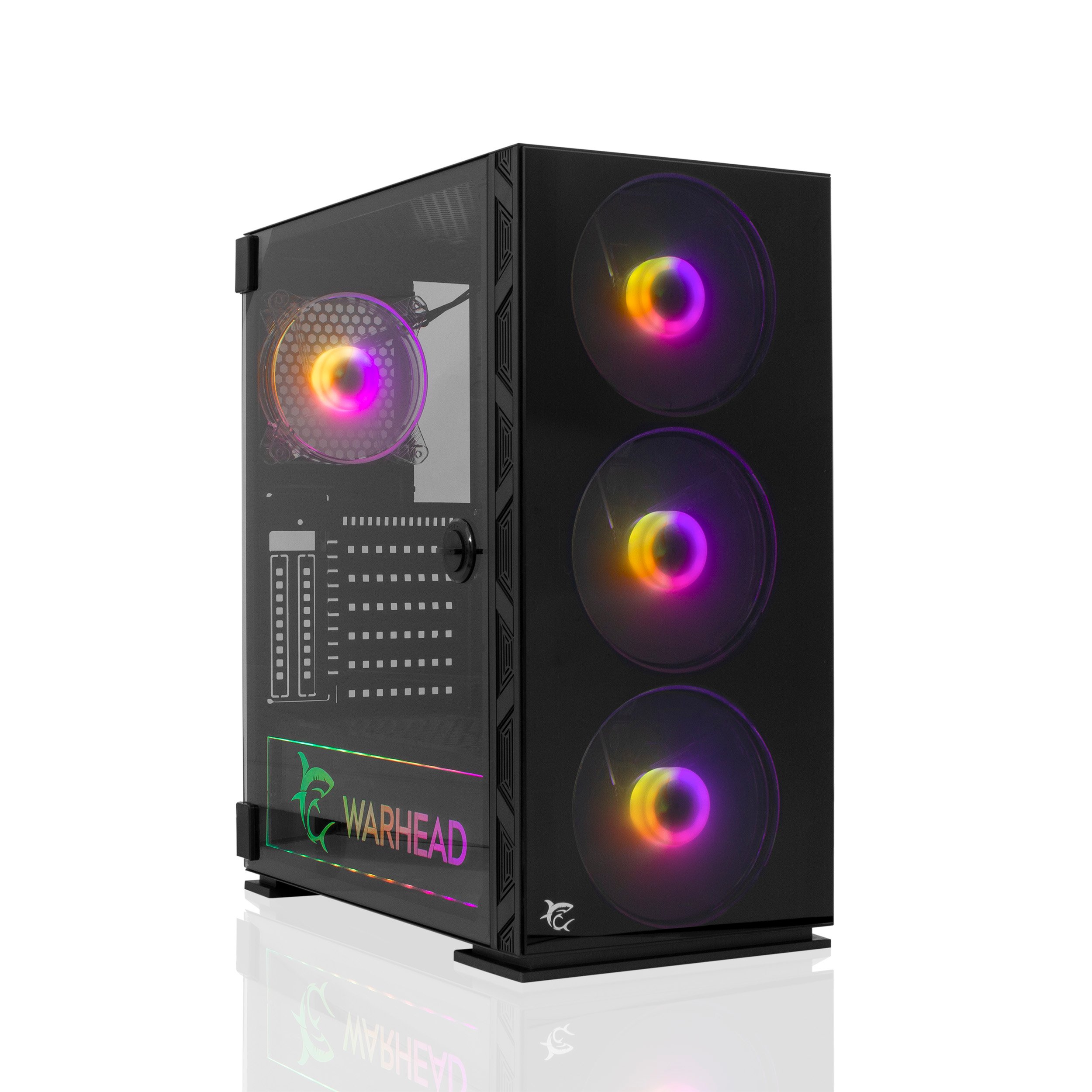 Case PC Chassis ATX Mid Tower con 3 Ventole 14cm e 1 Ventola 12cm Nero WHITE SHARK