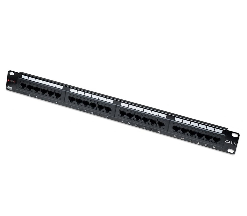 Pannello Patch UTP 24 Posti RJ45 Cat.6 con barra gestione cavi TECHLY PROFESSIONAL