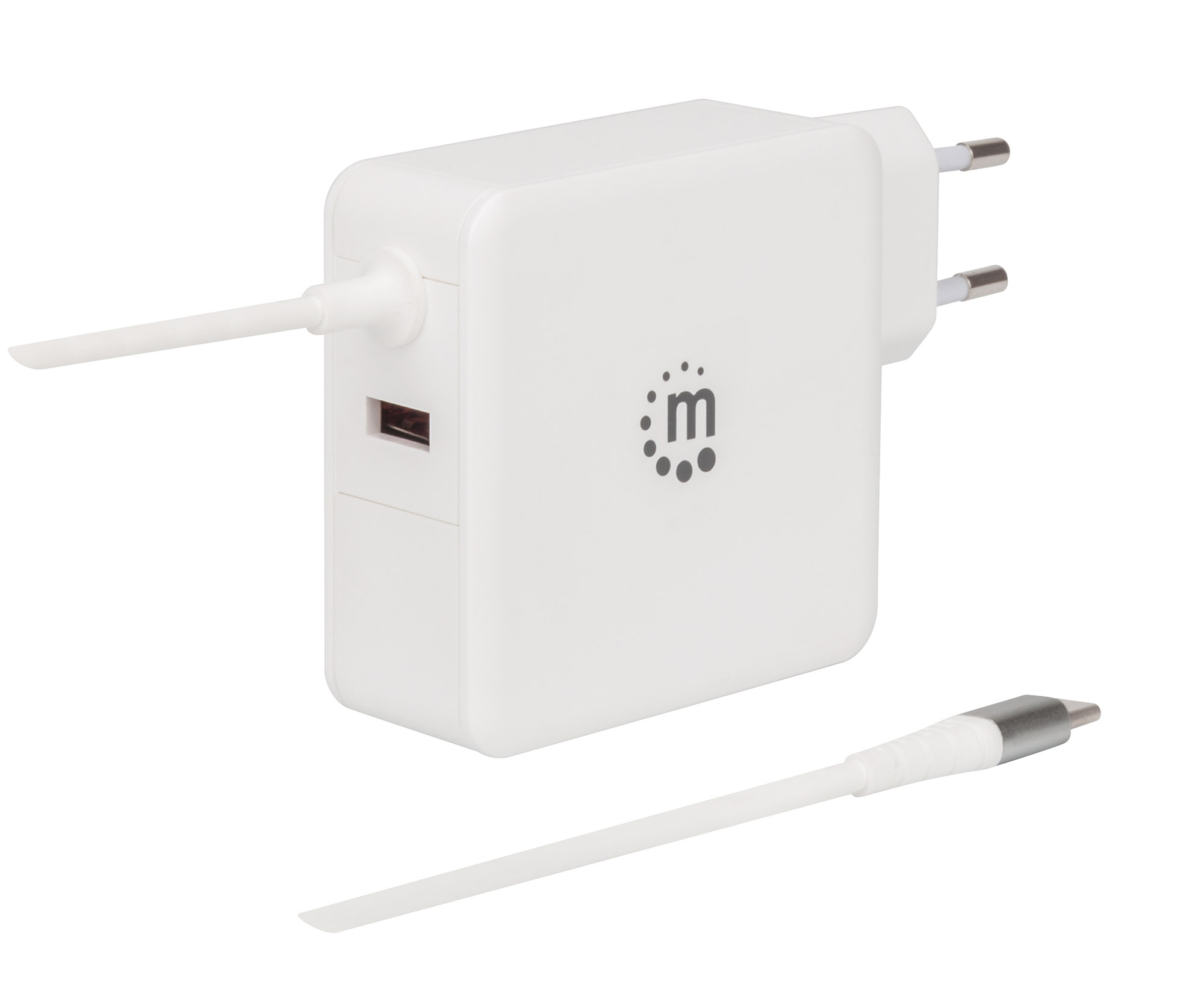 Alimentatore 60W USB con Cavo USB-C Bianco MANHATTAN