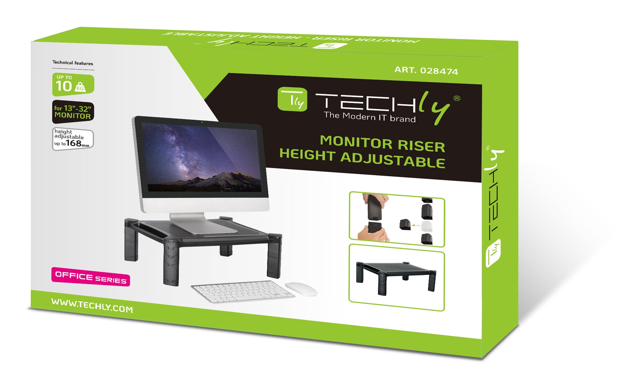 Supporto da Scrivania Monitor Notebook Laptop con Altezza Regolabile TECHLY - immagine 2