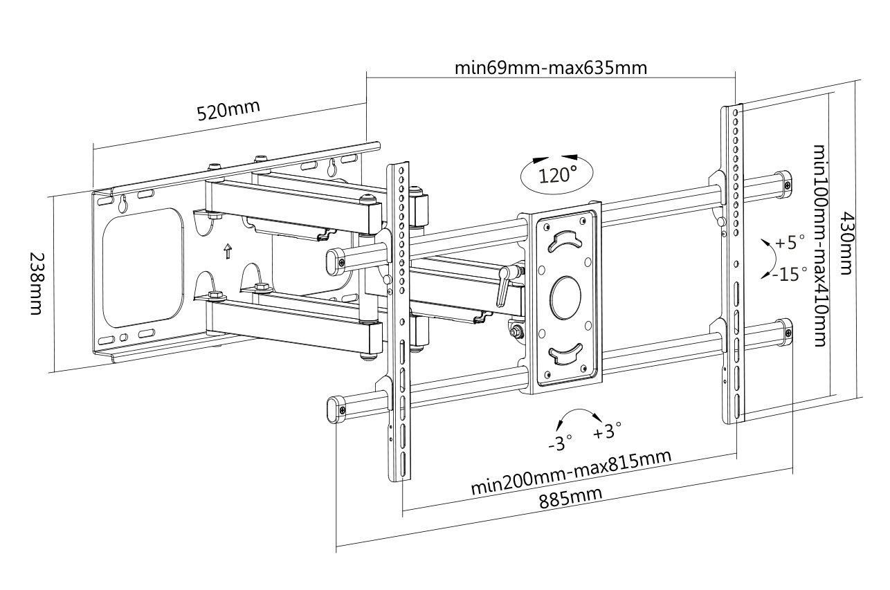 Staffa a Muro per TV LCD 37-90'' Full-Motion MANHATTAN - immagine 3