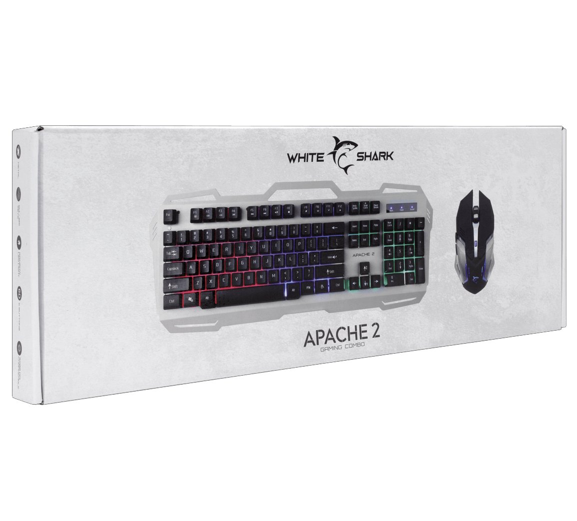 Kit Gaming combo Mouse e Tastiera APACHE 2 WHITE SHARK - immagine 2
