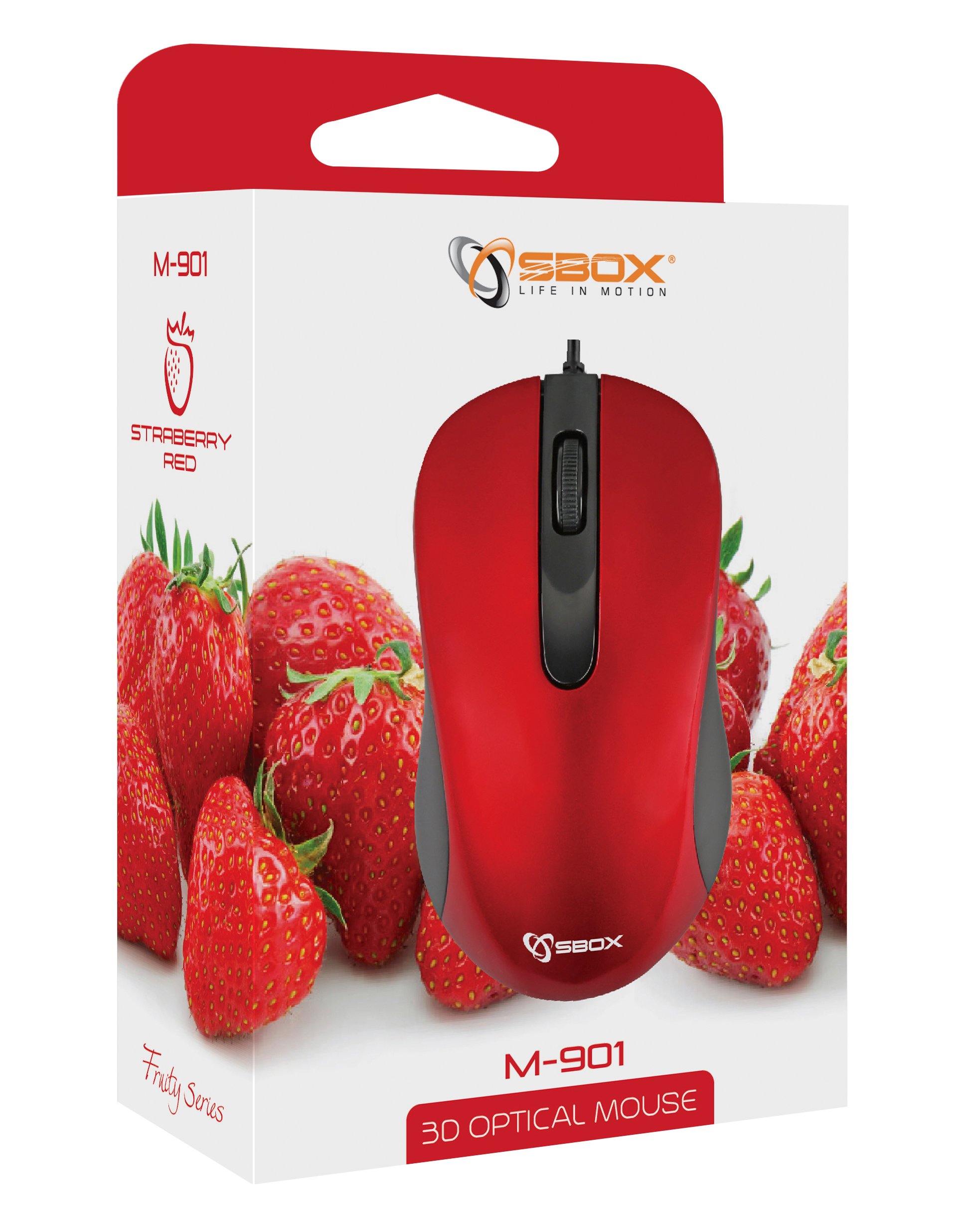 Mouse Ottico 3D USB 1000dpi M-901 Rosso SBOX - immagine 2