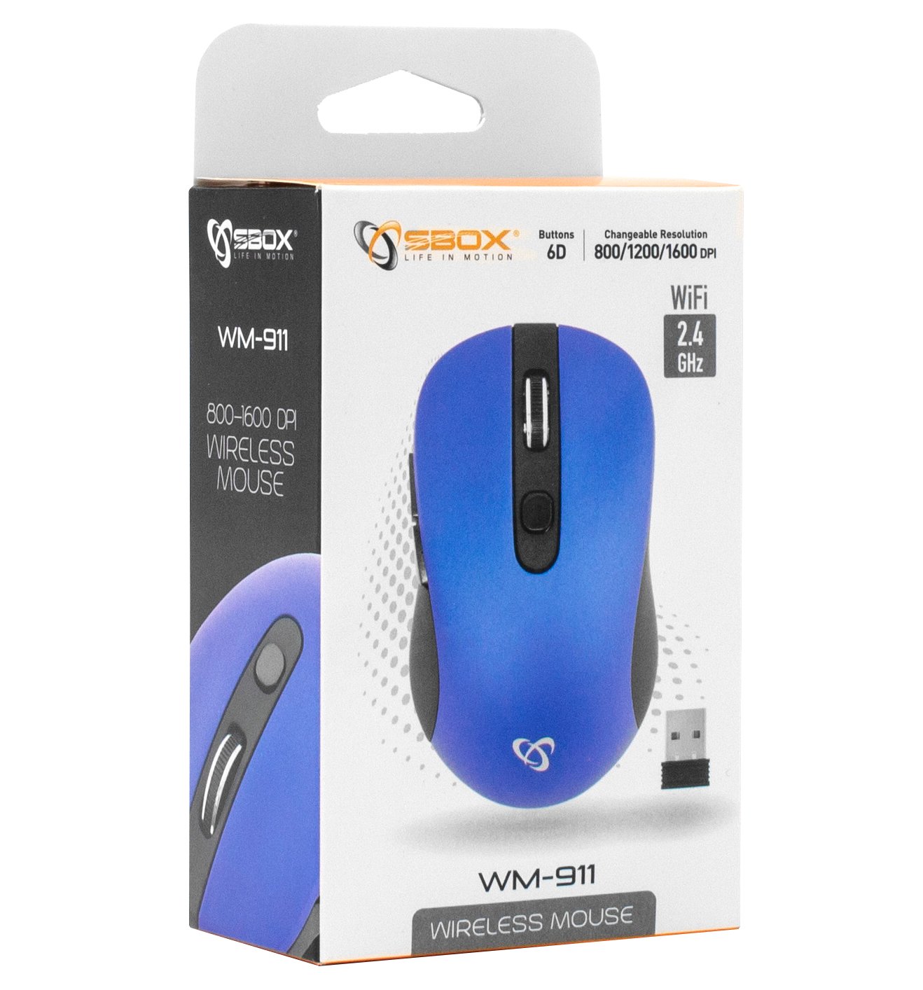 Mouse Wireless 1600dpi WM-911 Blu SBOX - immagine 2