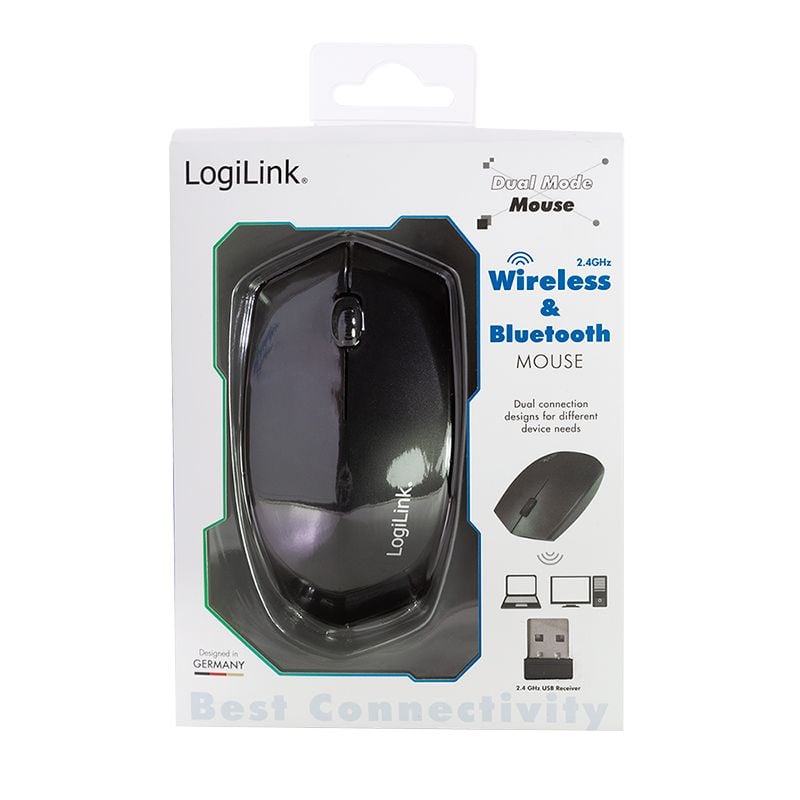 Mouse Bluetooth v4.2 Wireless 2.4GHz Dual-Mode 1200 dpi Nero LOGILINK - immagine 2