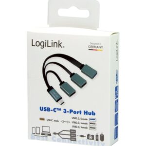 Hub Flessibile USB-C™ SuperSpeed 3 Porte USB3.0 A Femmina Nero LOGILINK