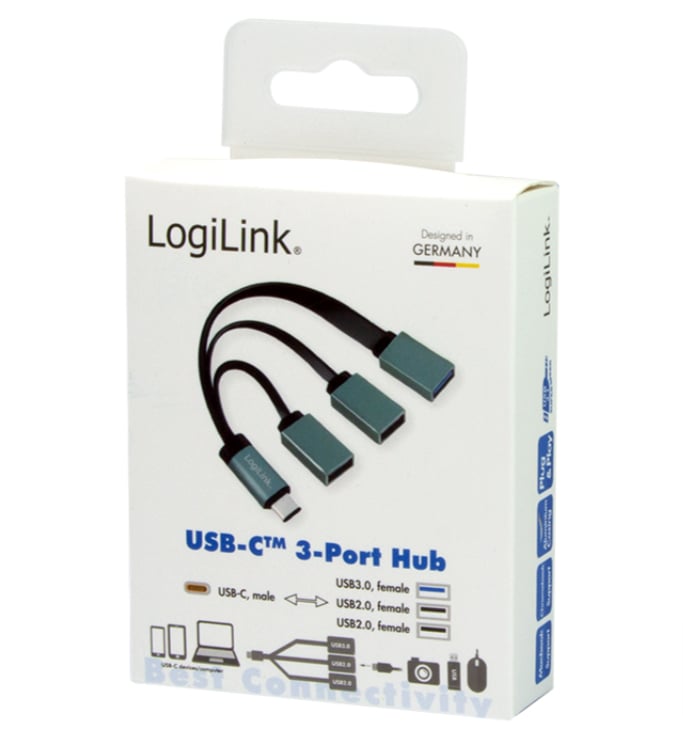 Hub Flessibile USB-C™ SuperSpeed 3 Porte USB3.0 A Femmina Nero LOGILINK
