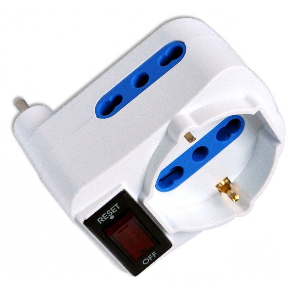 Adattatore Compatto con 2 Prese Bipasso e 1 Bipasso/Schuko Spina 10A TECHLY - immagine 2