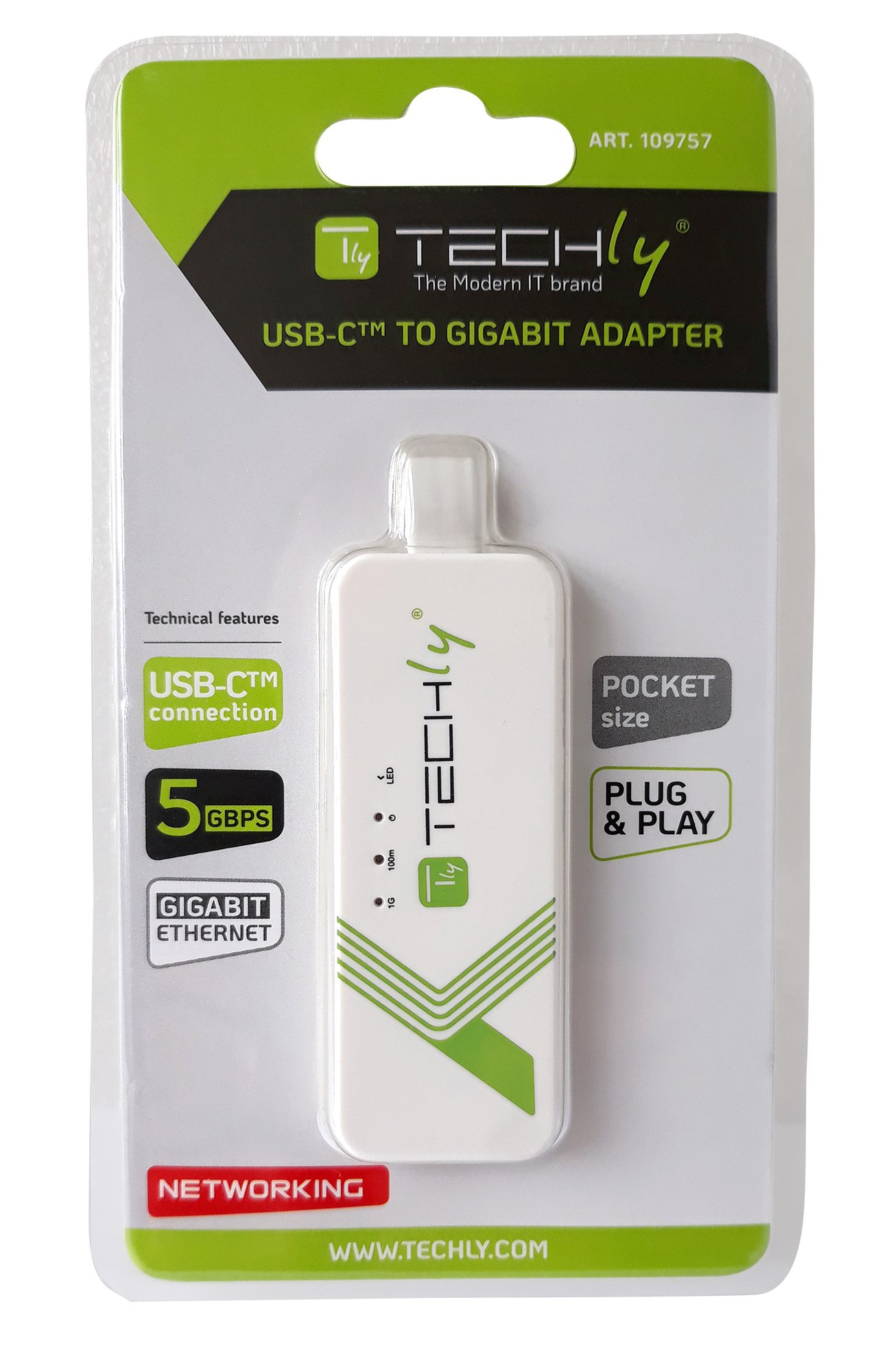 Adattatore Convertitore USB-C™ Ethernet Gigabit RJ45 Lan TECHLY - immagine 2