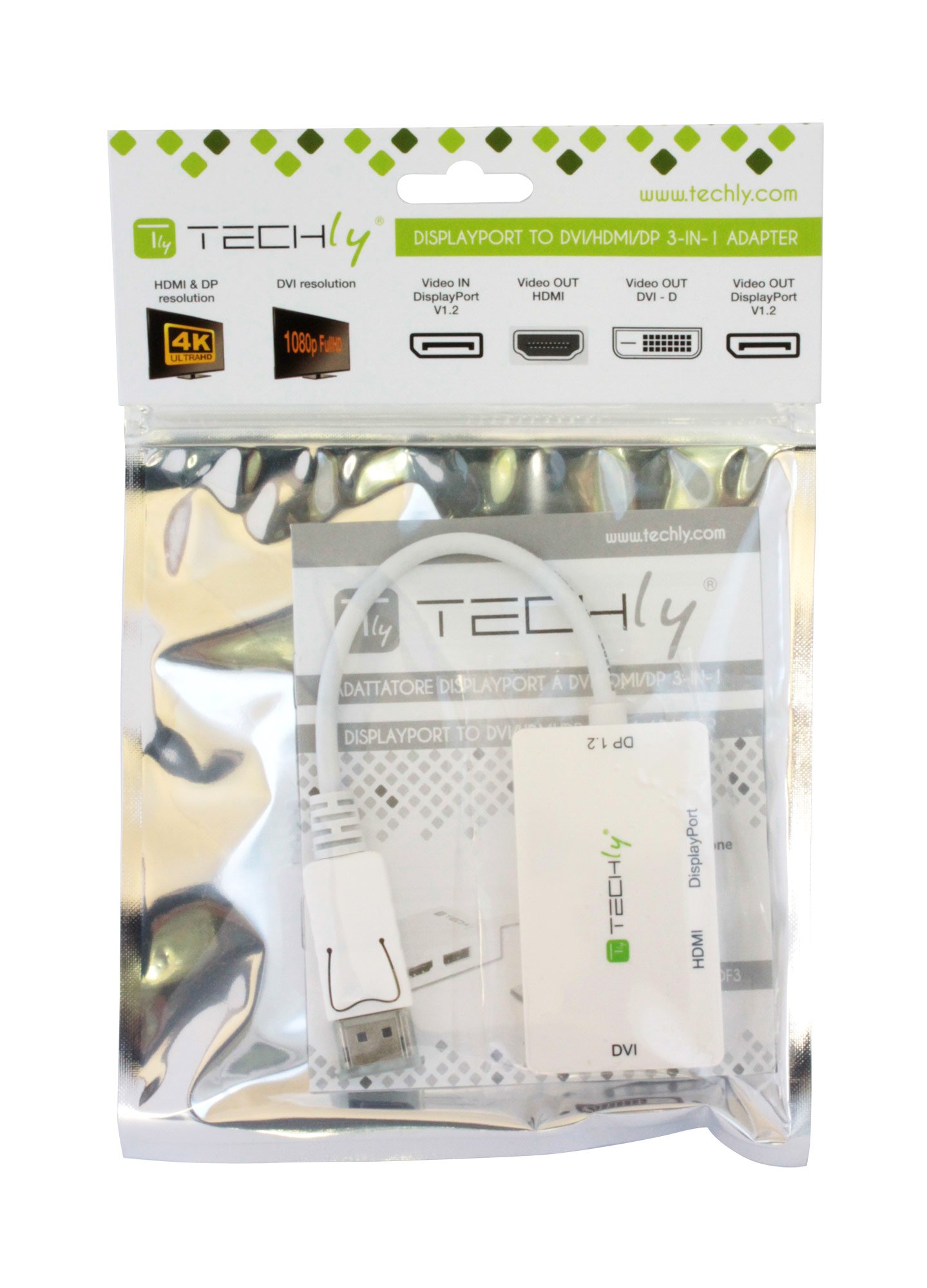 Adattatore DisplayPort a DVI/HDMI/DP 3-in-1 TECHLY - immagine 2
