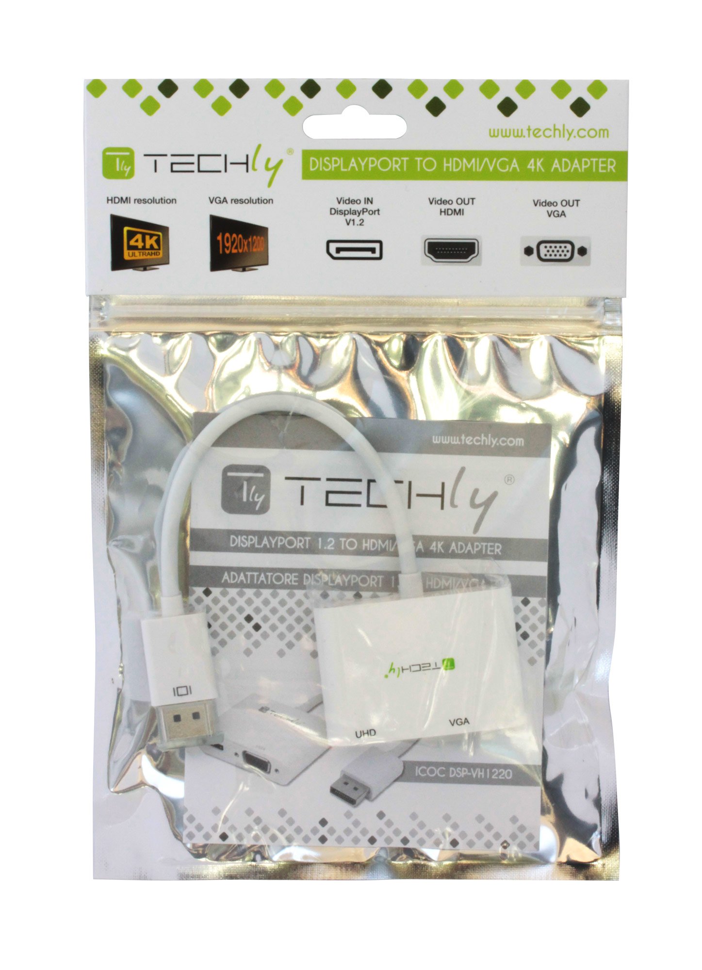 Adattatore DisplayPort ad HDMI/VGA 4K 60Hz TECHLY - immagine 2
