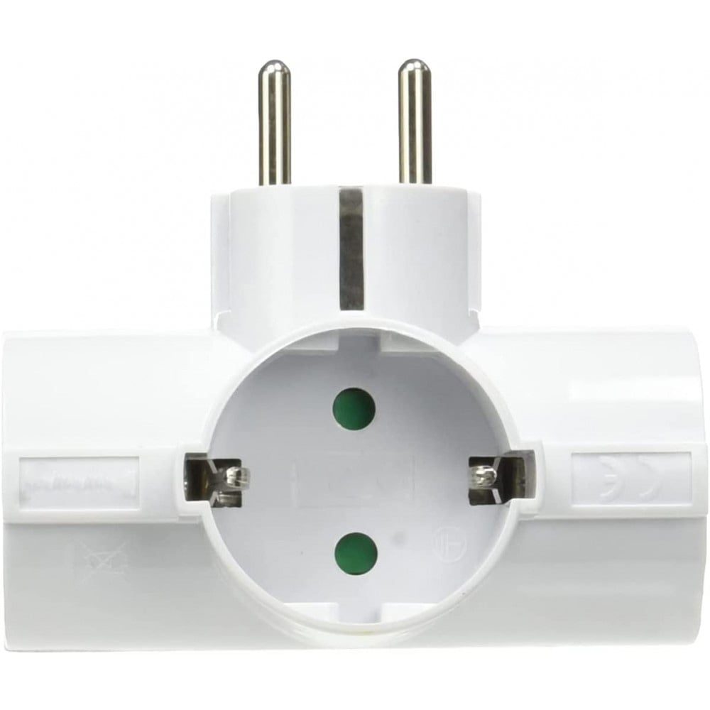 Adattatore Triplo Schuko Spina 2P+T 3 Prese 16A Bianco FME - immagine 2