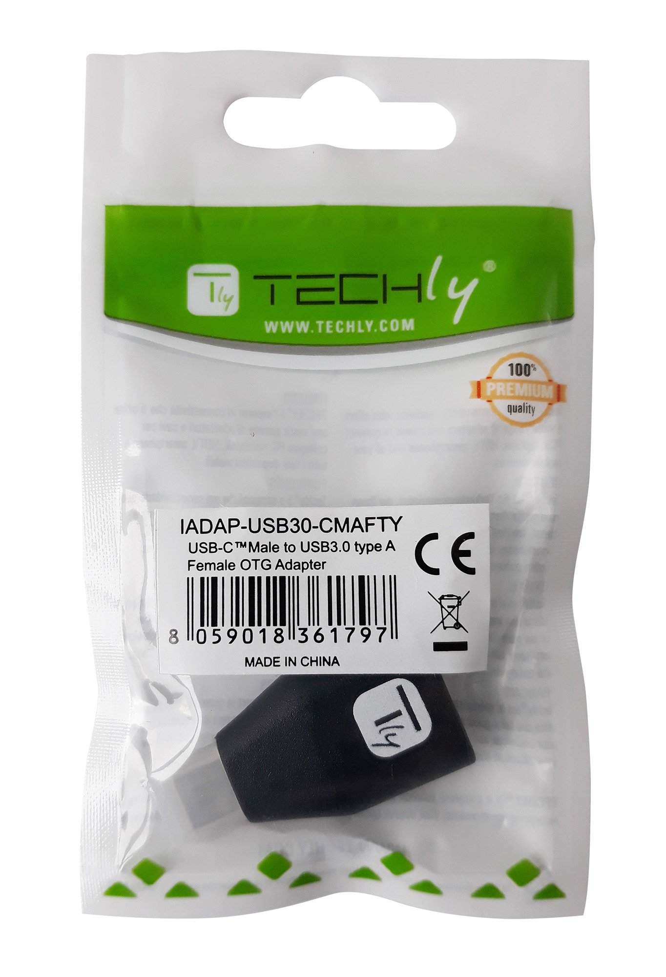 Adattatore Convertitore USB-C™ Maschio a USB-A Femmina OTG Nero TECHLY - immagine 2