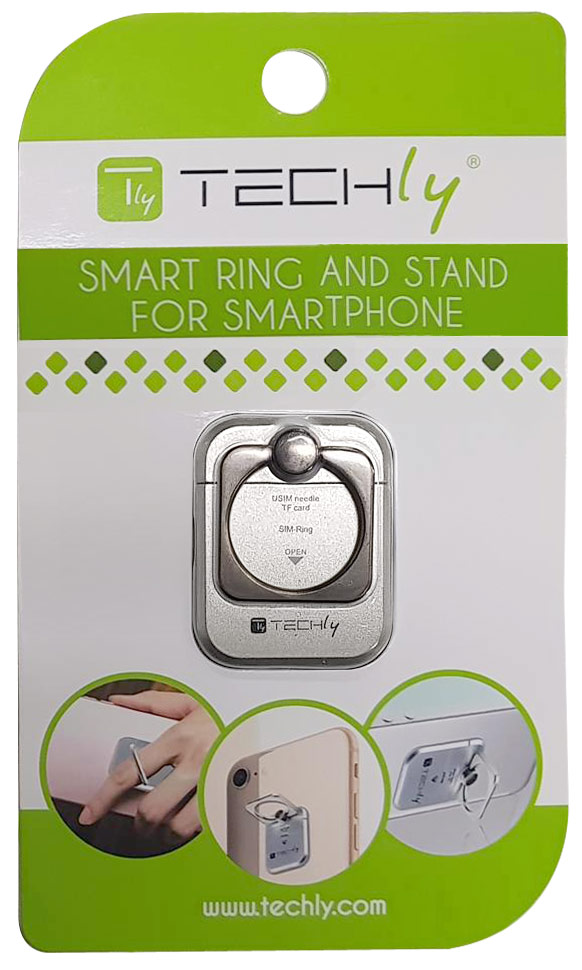 Anello e Supporto per Smartphone Silver TECHLY - immagine 2