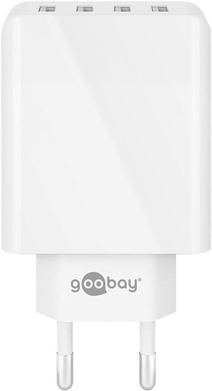 Caricatore da Muro USB a 4 vie 30W Bianco GOOBAY - immagine 2