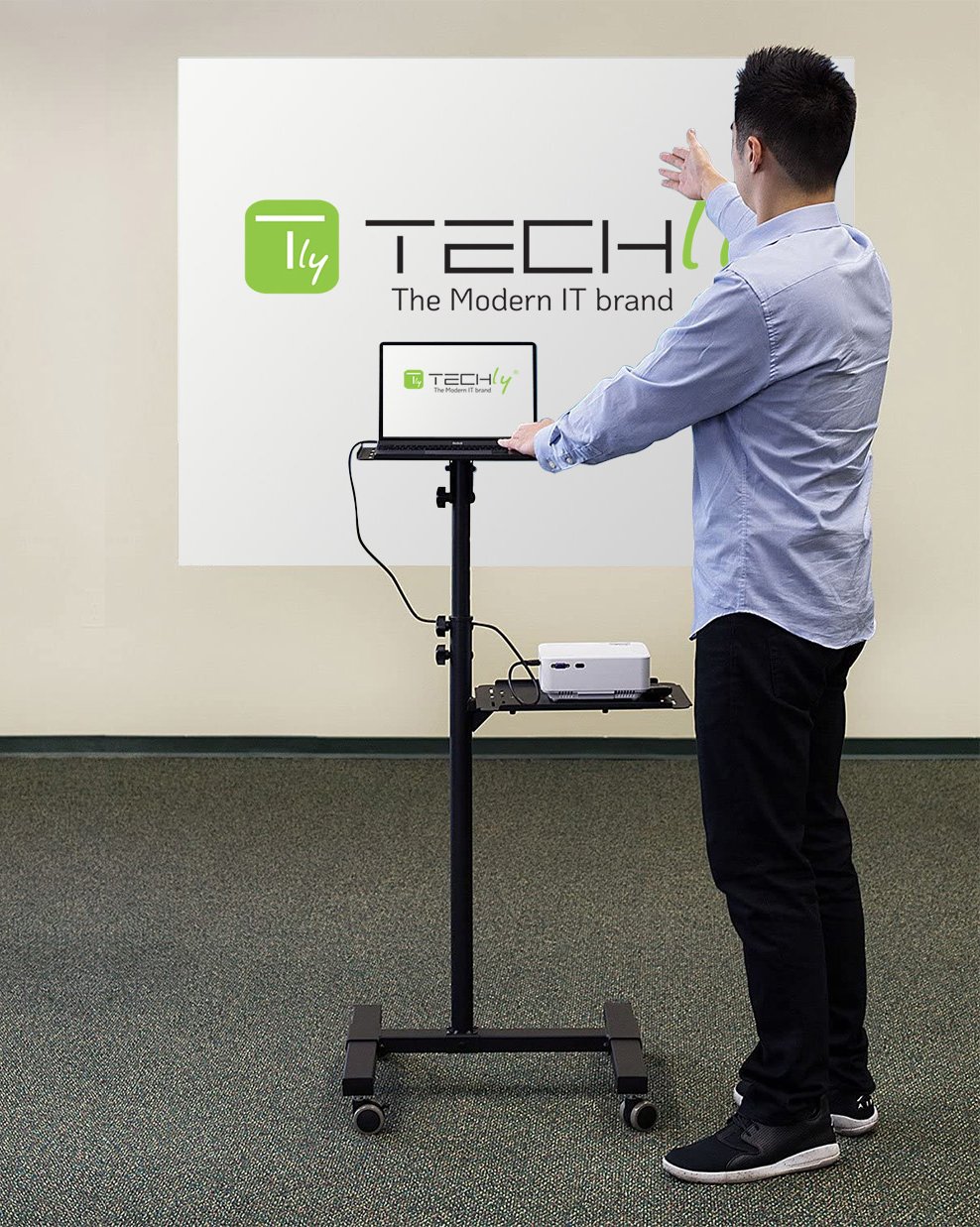 Carrello per Proiettore Notebook Regolabile con Mensola TECHLY - immagine 2