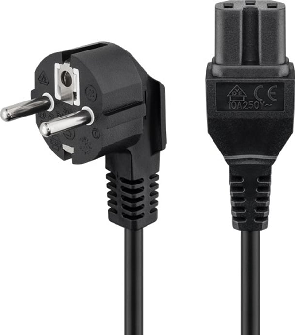 Cavo Alimentazione C15 F a Schuko Angolato 2m Nero GOOBAY - immagine 2