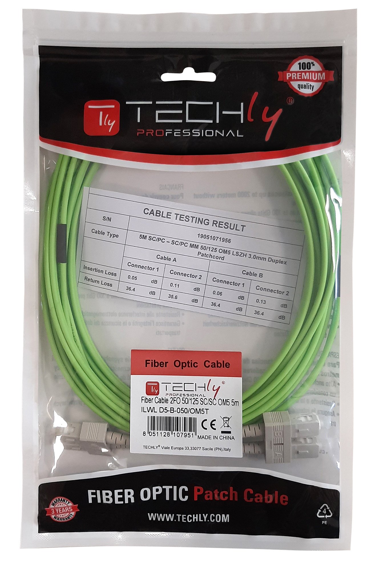 Cavo Fibra Ottica Multimodale OM5 SC/SC 50/125 5 m TECHLY PROFESSIONAL - immagine 2
