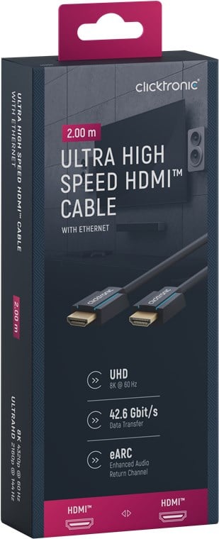 Cavo HDMI Ultra High Speed A/A M/M Alta Qualit&agrave; eARC 2m CLICKTRONIC - immagine 2