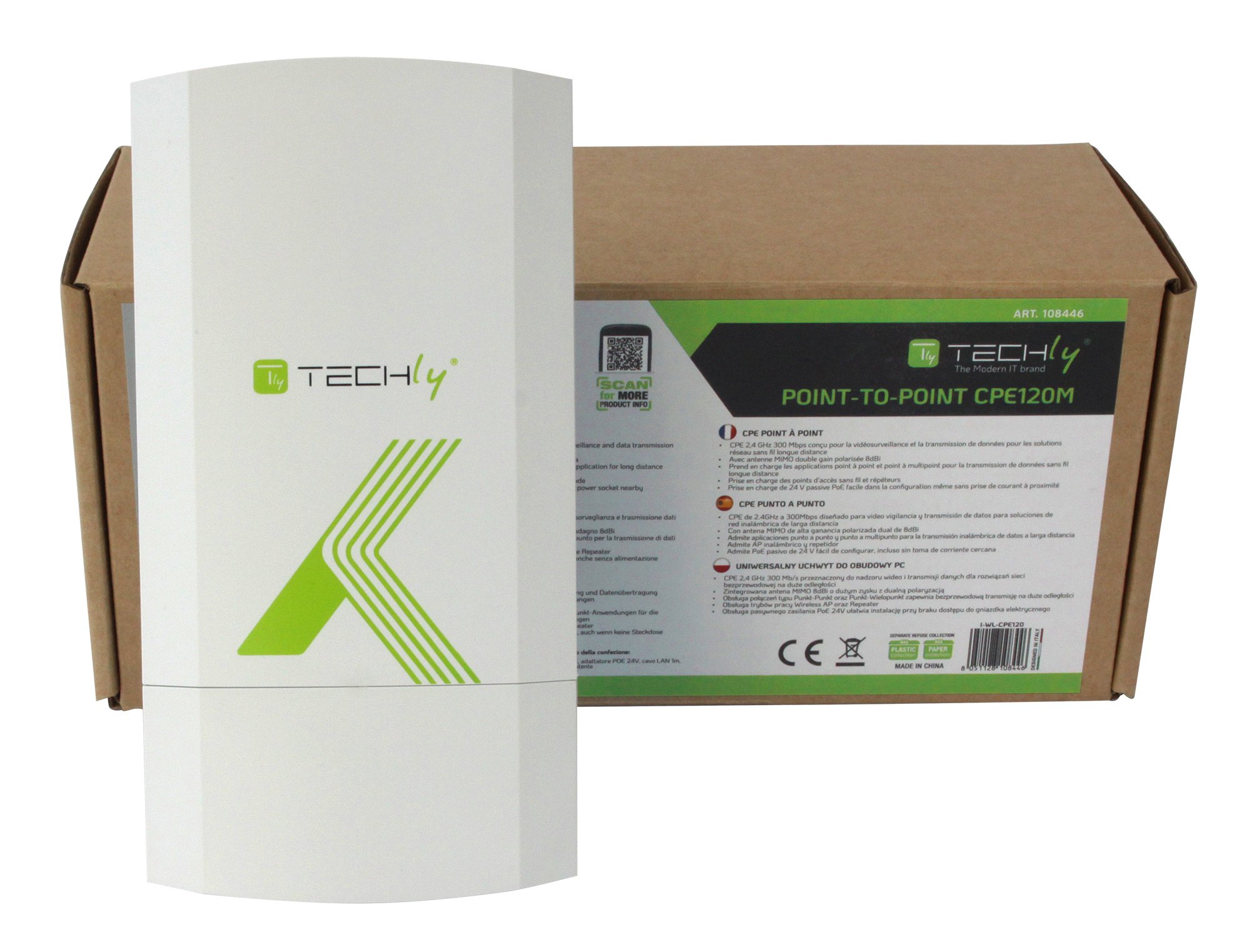 CPE Punto-Punto 300Mbps a 2.4GHz 8dBi TECHLY - immagine 2