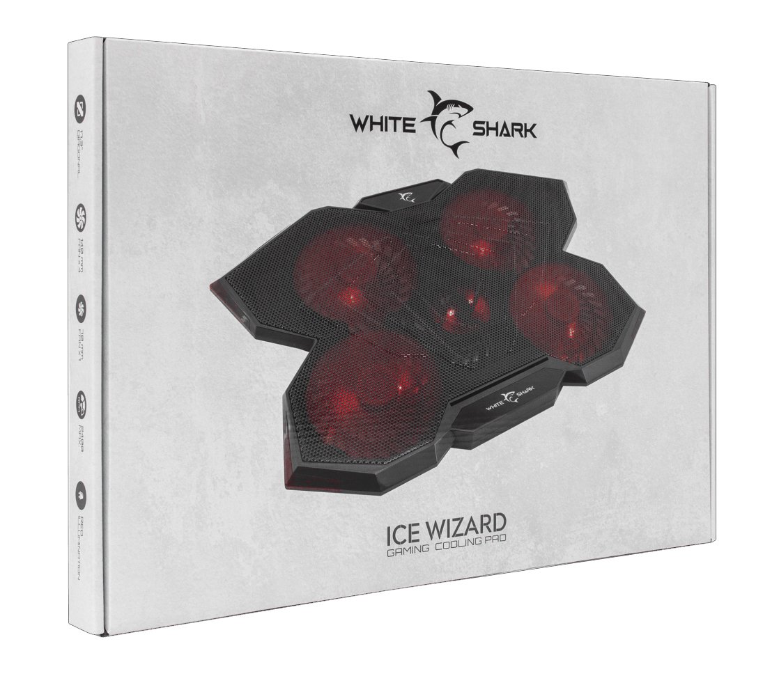 Dissipatore per Notebook fino a 17.3'' con 5 Ventole LED GCP-29 WHITE SHARK - immagine 2