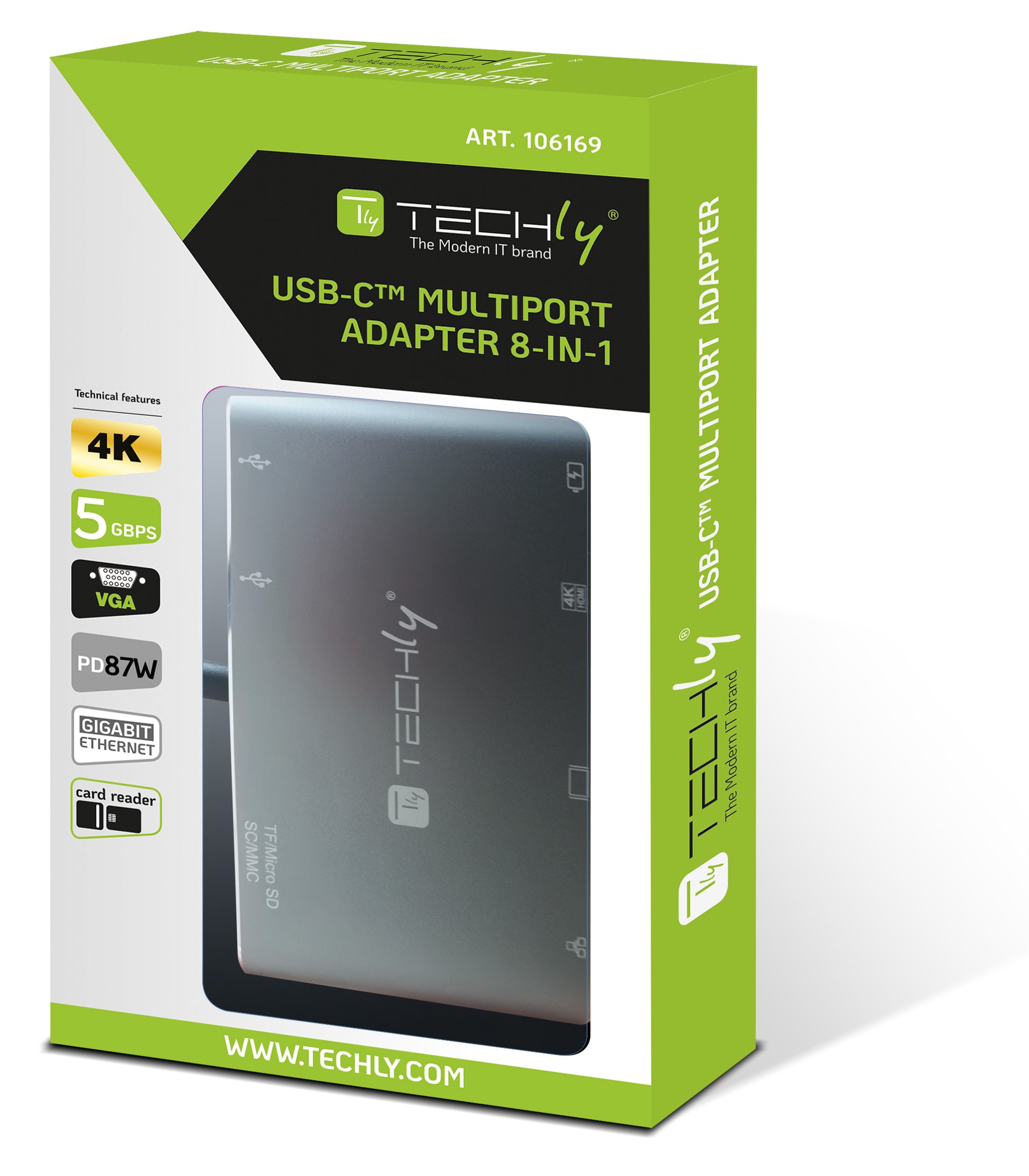 Docking Station USB-C™ SuperSpeed Multiporta USB HDMI VGA RJ45 MicroSD TECHLY - immagine 2
