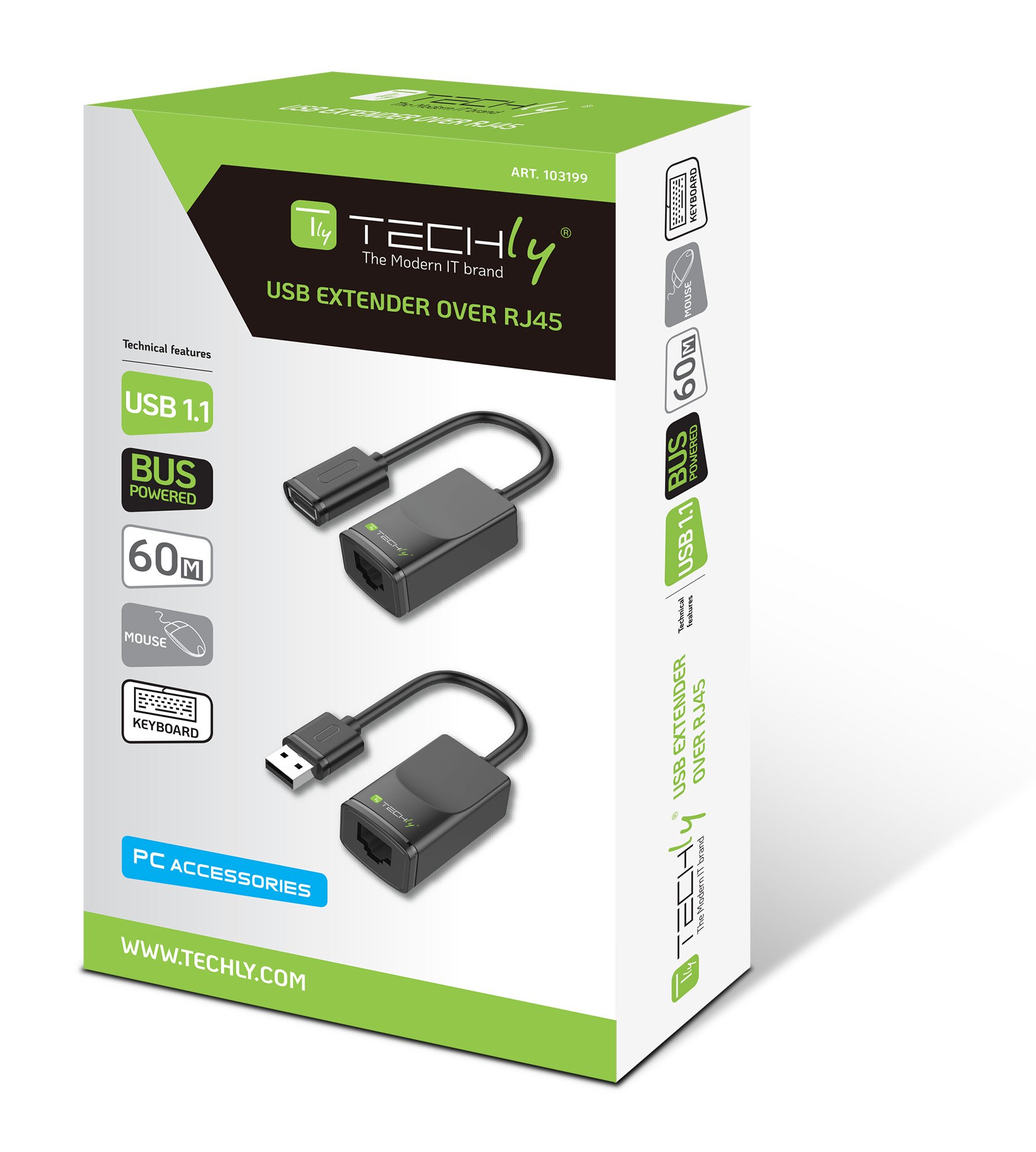 Extender USB su Cavo Cat.5E/6 60m TECHLY - immagine 2