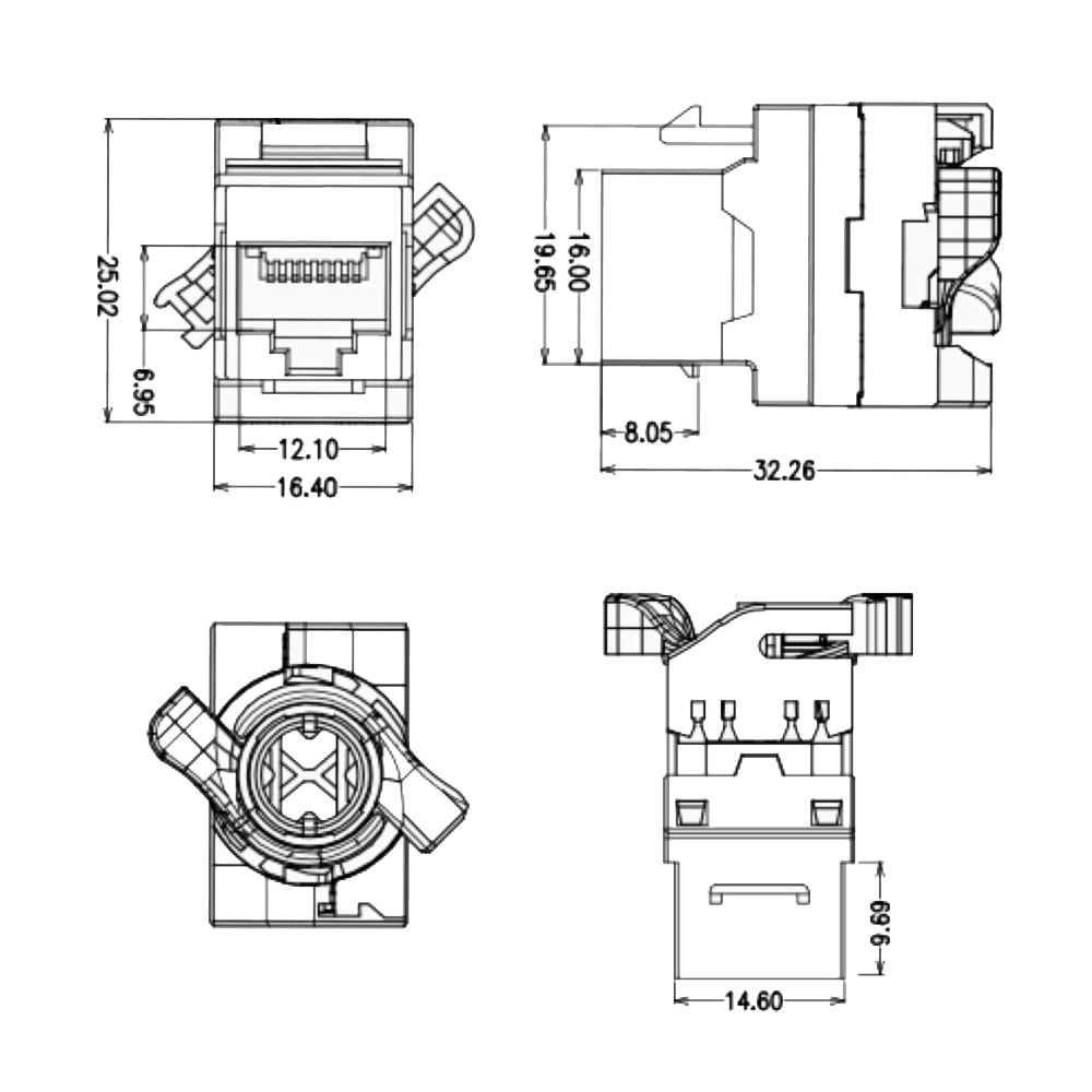 Frutto Keystone RJ45 Cat.6A UTP Tooless TECHLY PROFESSIONAL - immagine 2