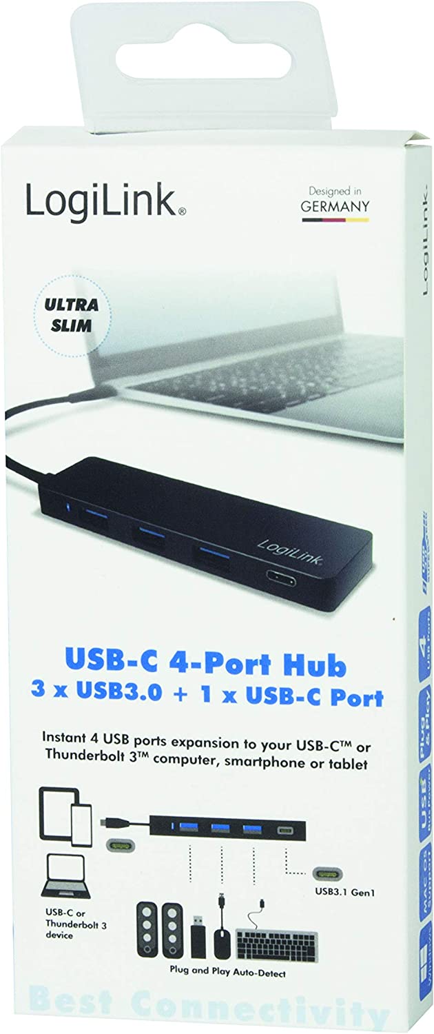 Hub USB-C 3.1 SuperSpeed 3 Porte USB-A 1 porta USB-C Nero LOGILINK - immagine 2